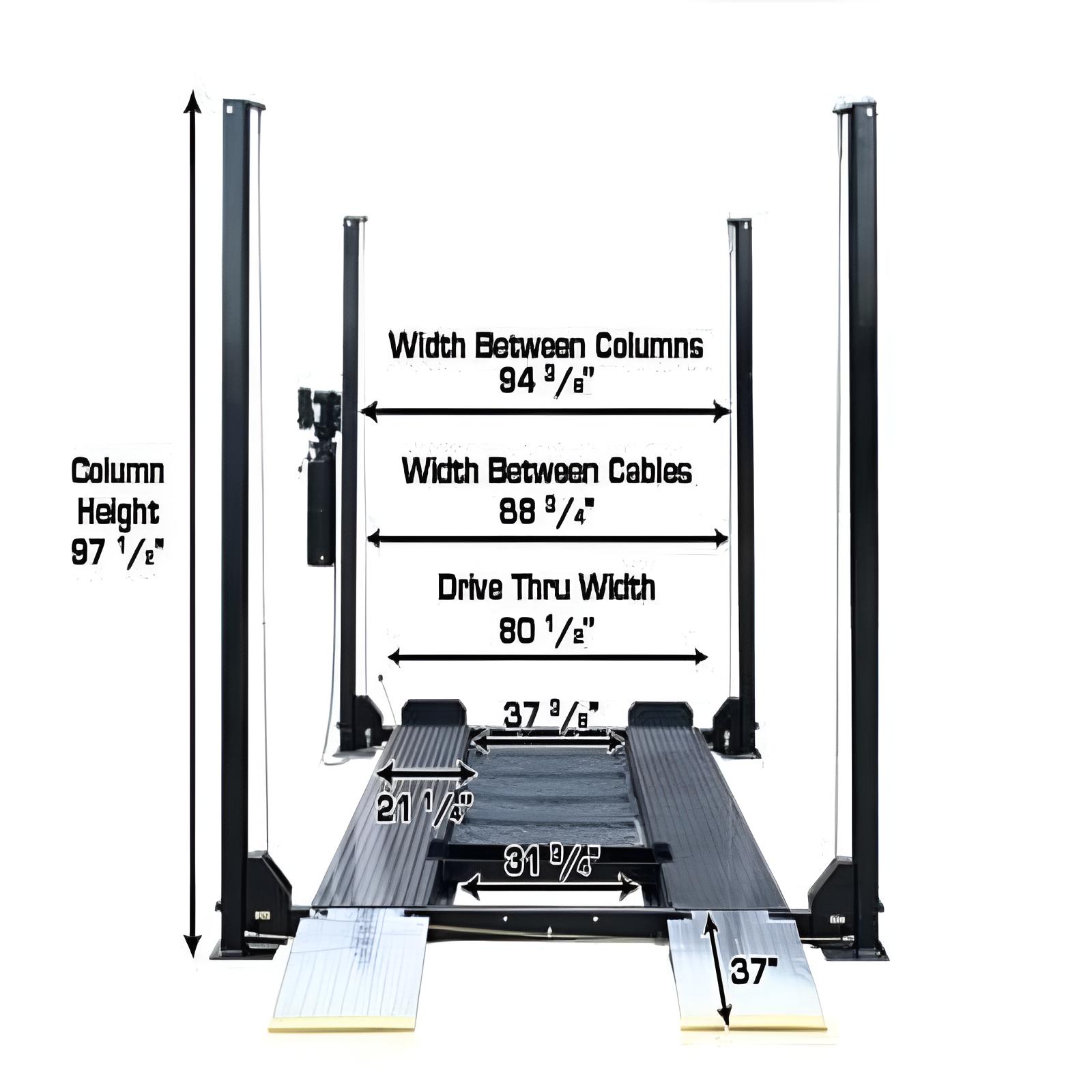 Atlas PRO8000EXT 4 Post Lift, 2 x ProJack35 Sliding Jack Combo SKU ATEXH-PRO8EXT-COMBO