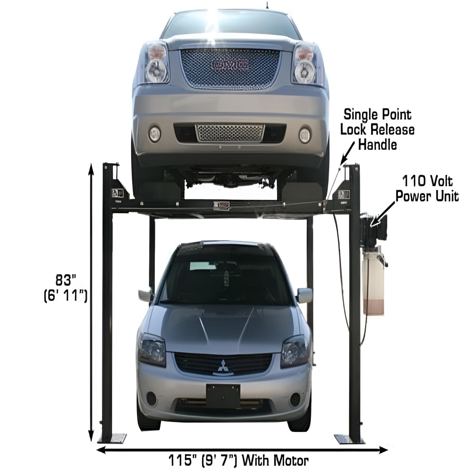 Atlas Garage Pro, 8,000 lb 4 Post Vehicle Storage Lift SKU ATEXH-PRO8000