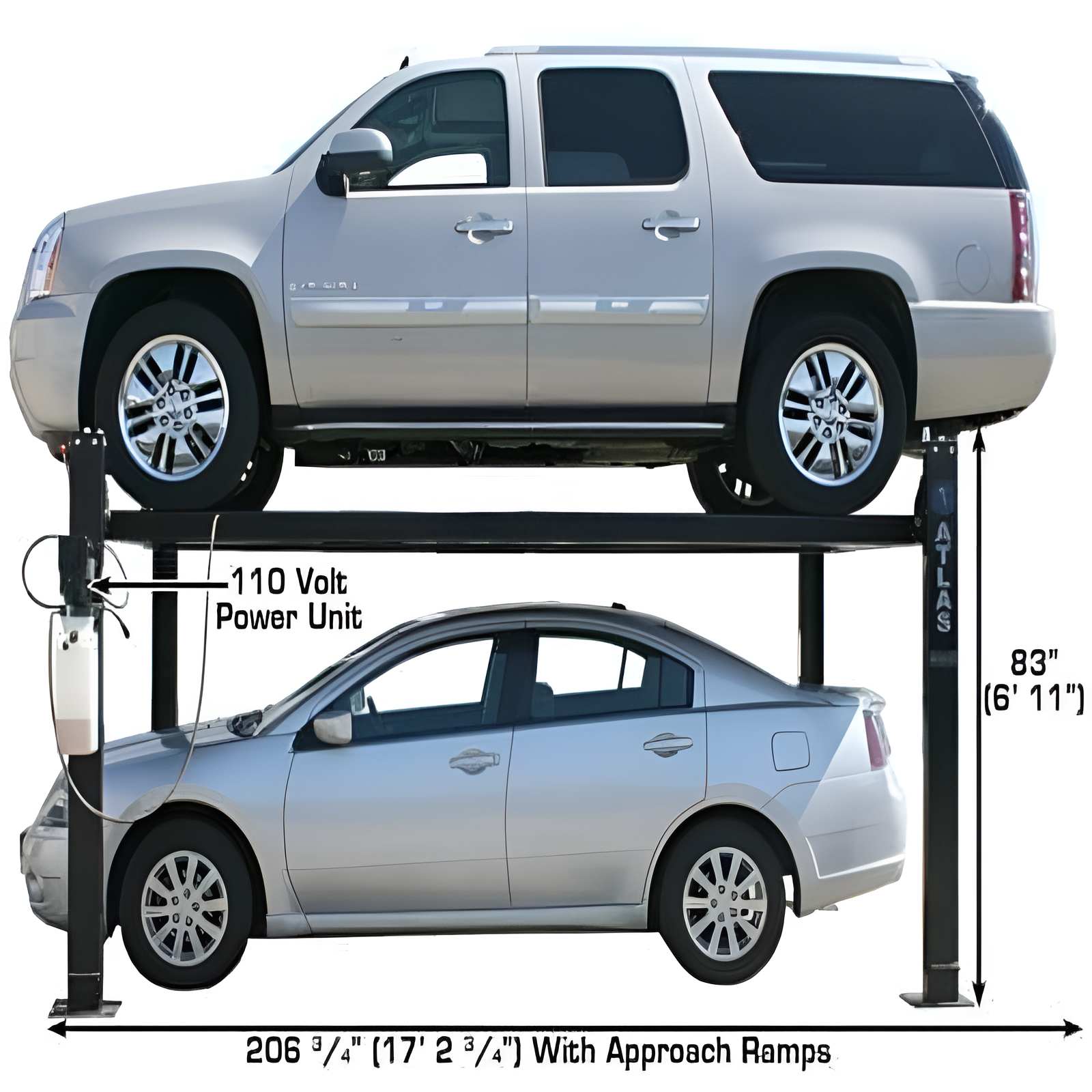 Atlas Garage Pro, 8,000 lb 4 Post Vehicle Storage Lift SKU ATEXH-PRO8000