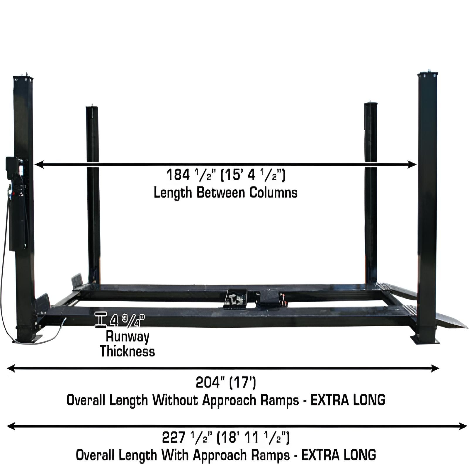 Atlas Garage Pro 9,000 lbs 4 Post Lift, 2 x RJ35 Sliding Jacks Combo SKU ATEXH-PRO9-COMBO1