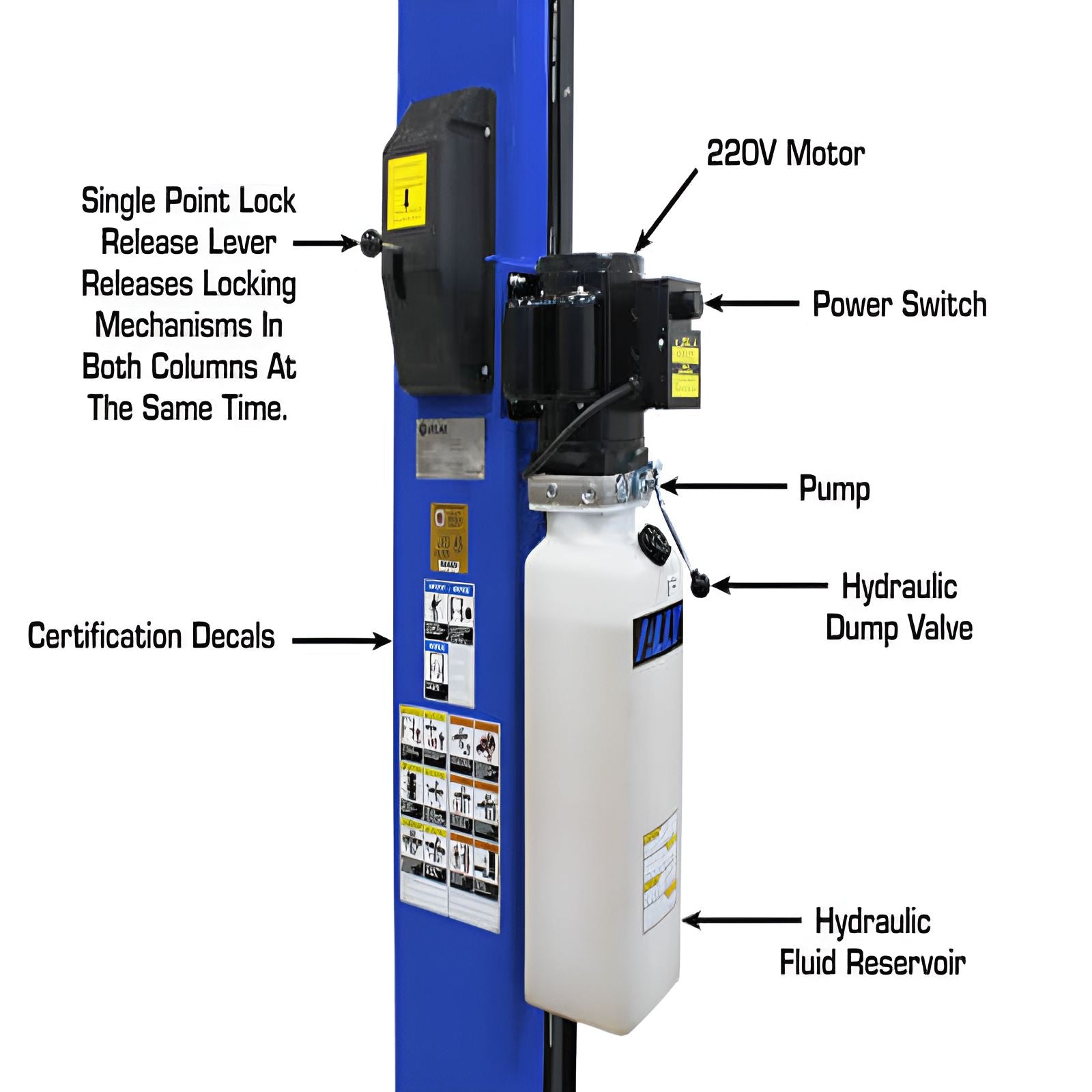 Atlas 10,000 lb 2 Post Lift, ALI Certified SKU ATEAP-PVL10-EXT