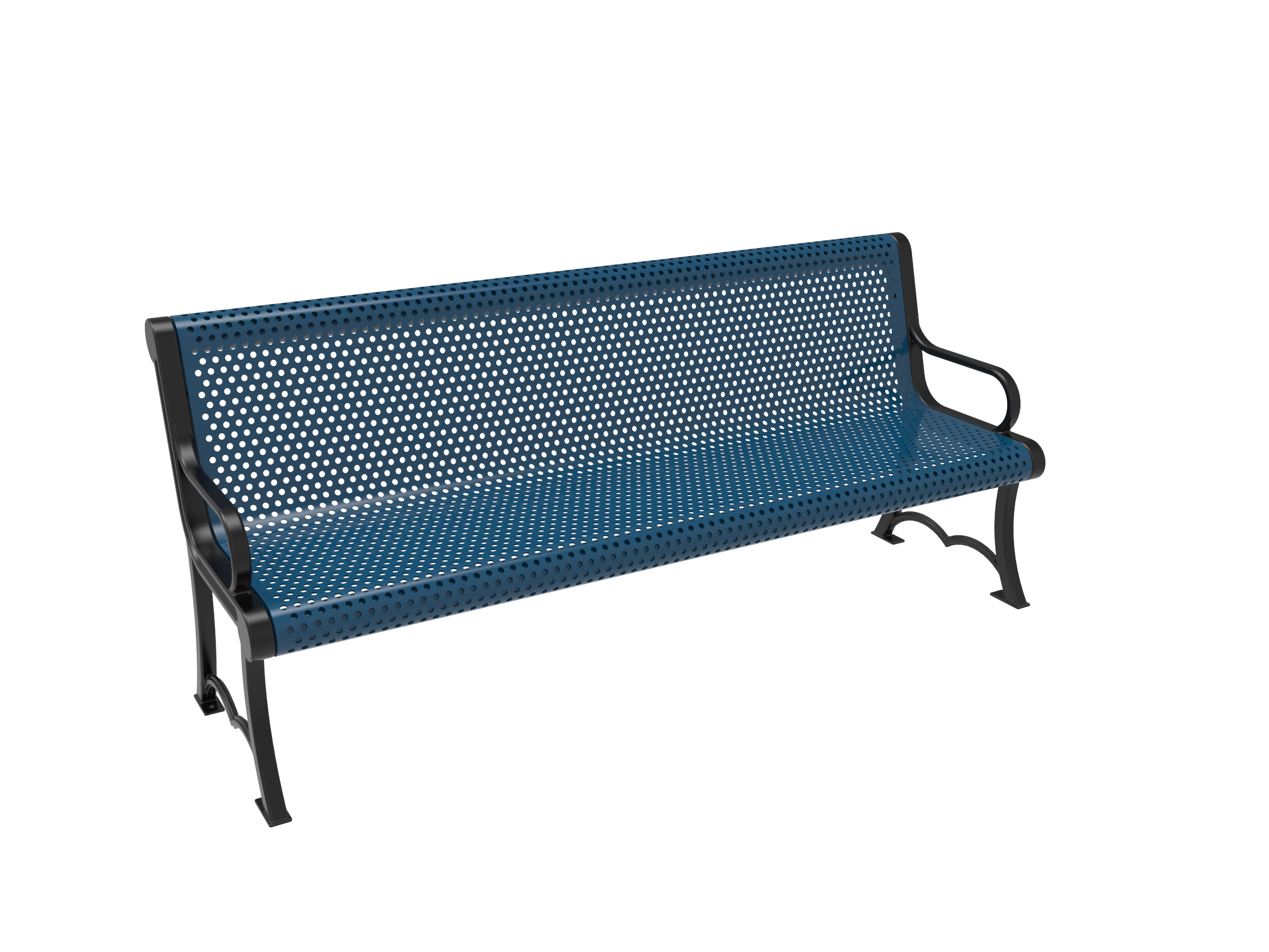 MyTCoat 4' - 6' Austin Bench w/ Arm, Punched Steel, Cast Iron Frame SKU BAU04