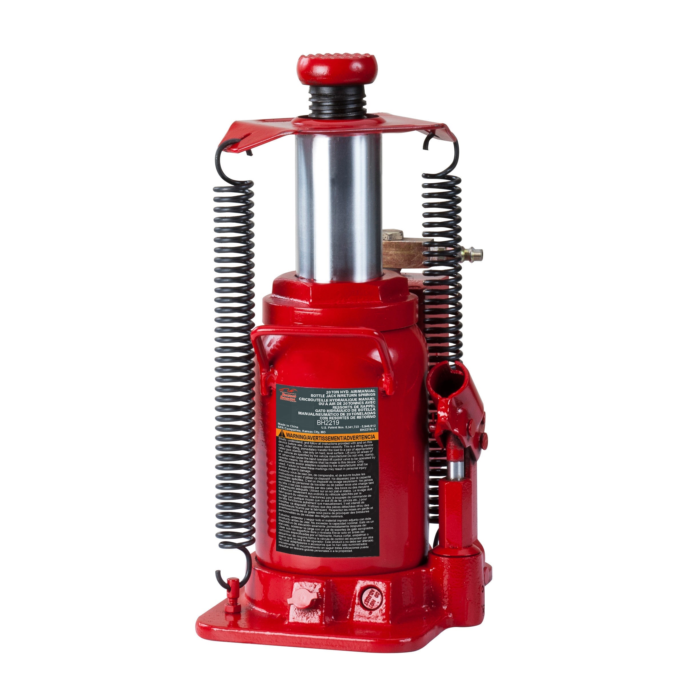 Blackhawk 20 Ton Air-Actuated Hydraulic Bottle Jack SKU BH2219