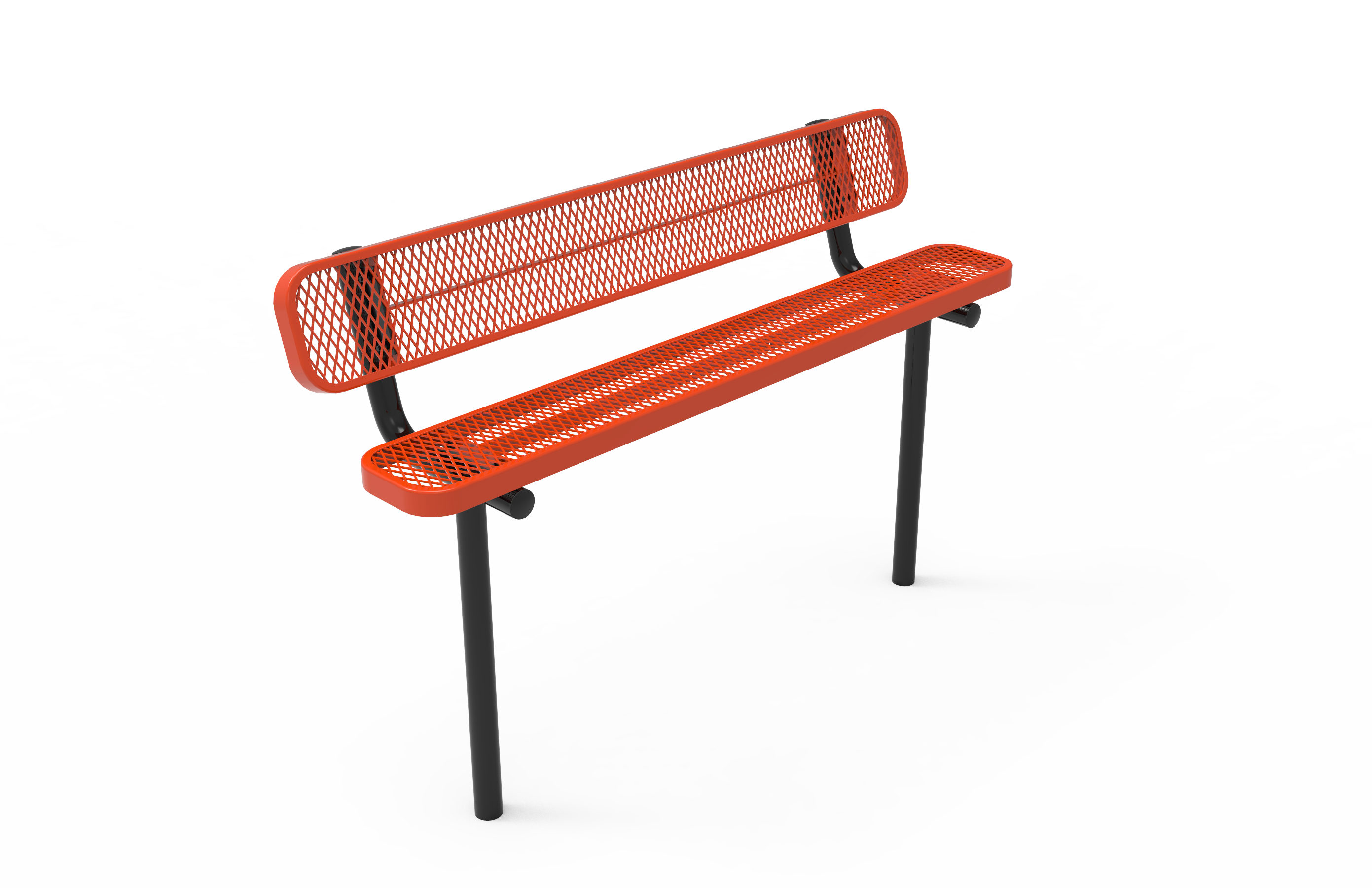 MyTCoat 4' - 8' Standard Bench w/ Back, Expanded Metal, Inground Mount SKU BRT04