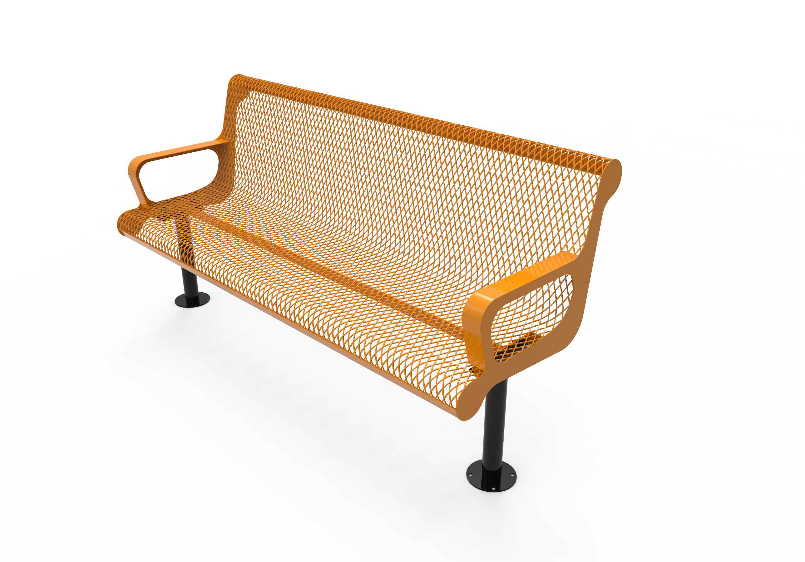 MyTCoat 4' - 6' Contoured Bench w/ Arm, Expanded Metal, Surface Mount SKU BCA04