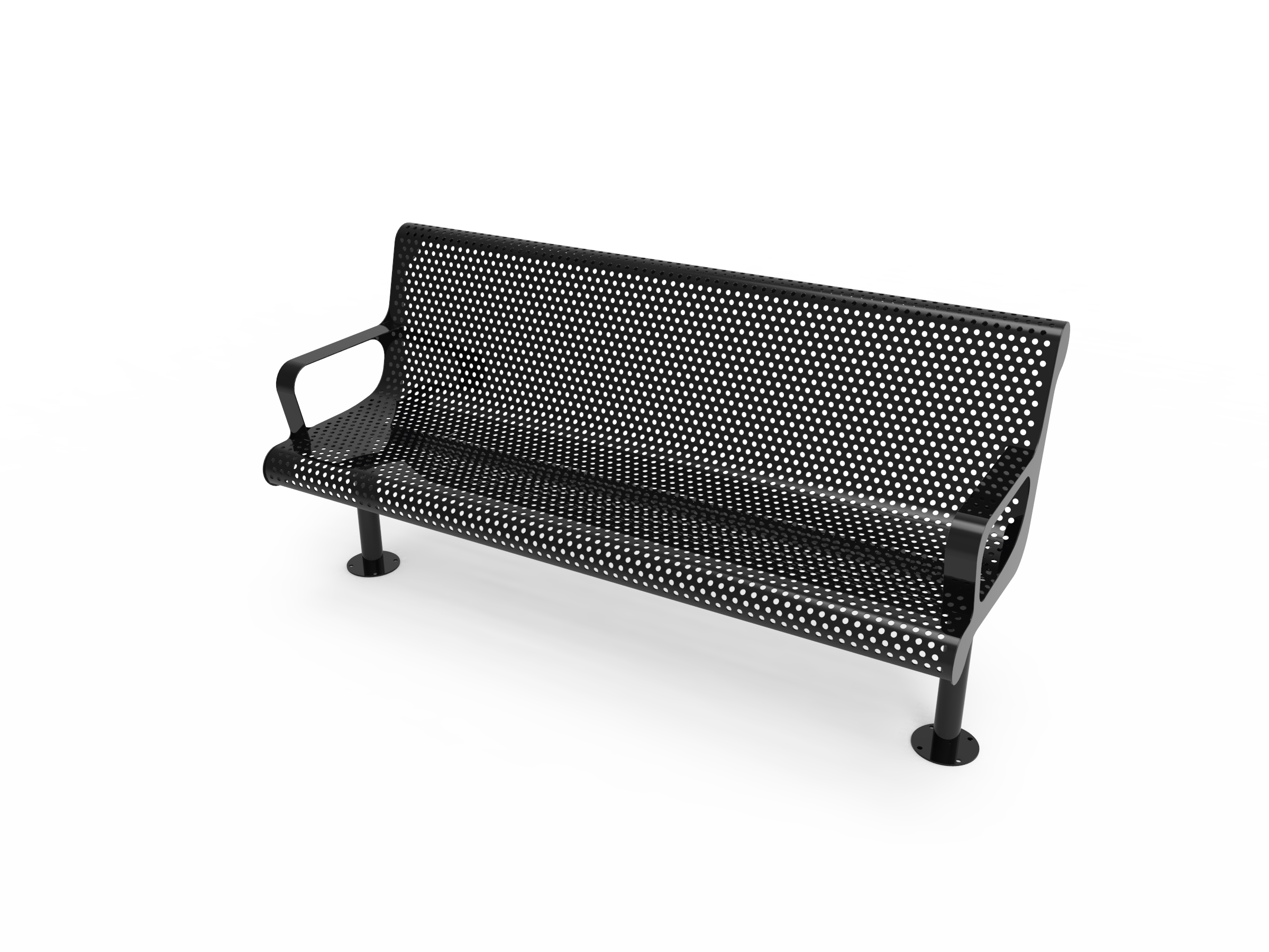 MyTCoat 4' - 6' Contoured Bench w/ Arm, Punched Steel, Surface Mount SKU BCA04