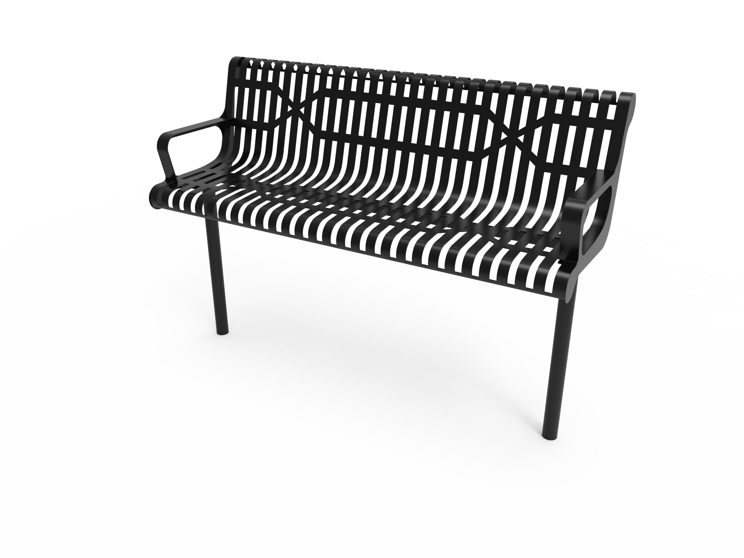 MyTCoat 4' - 6' Contoured Bench w/ Arm, Slatted Steel, Inground SKU BCA04