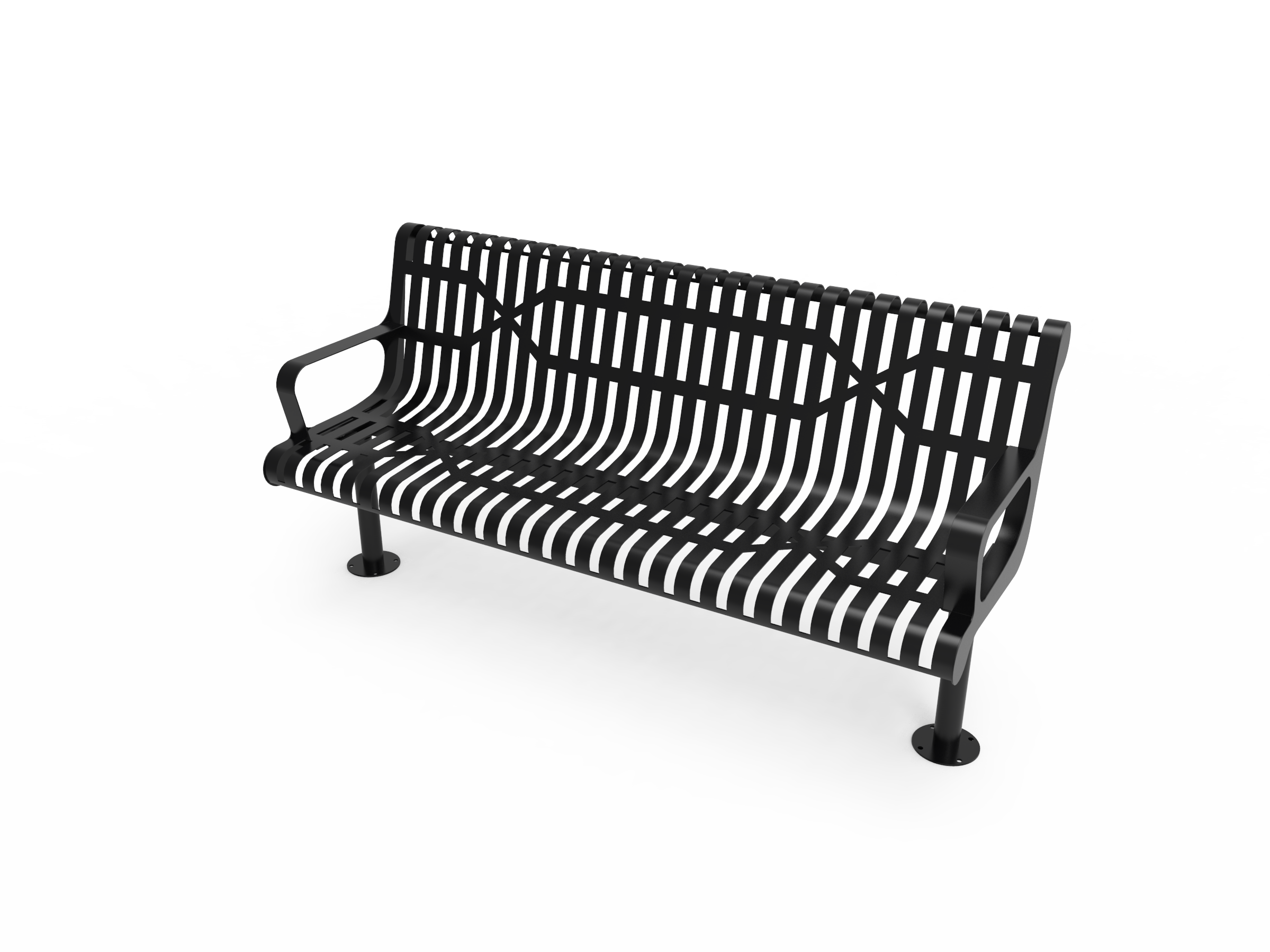 MyTCoat 4' - 6' Contoured Bench w/ Arm, Expanded Metal, Inground Mount SKU BCA04