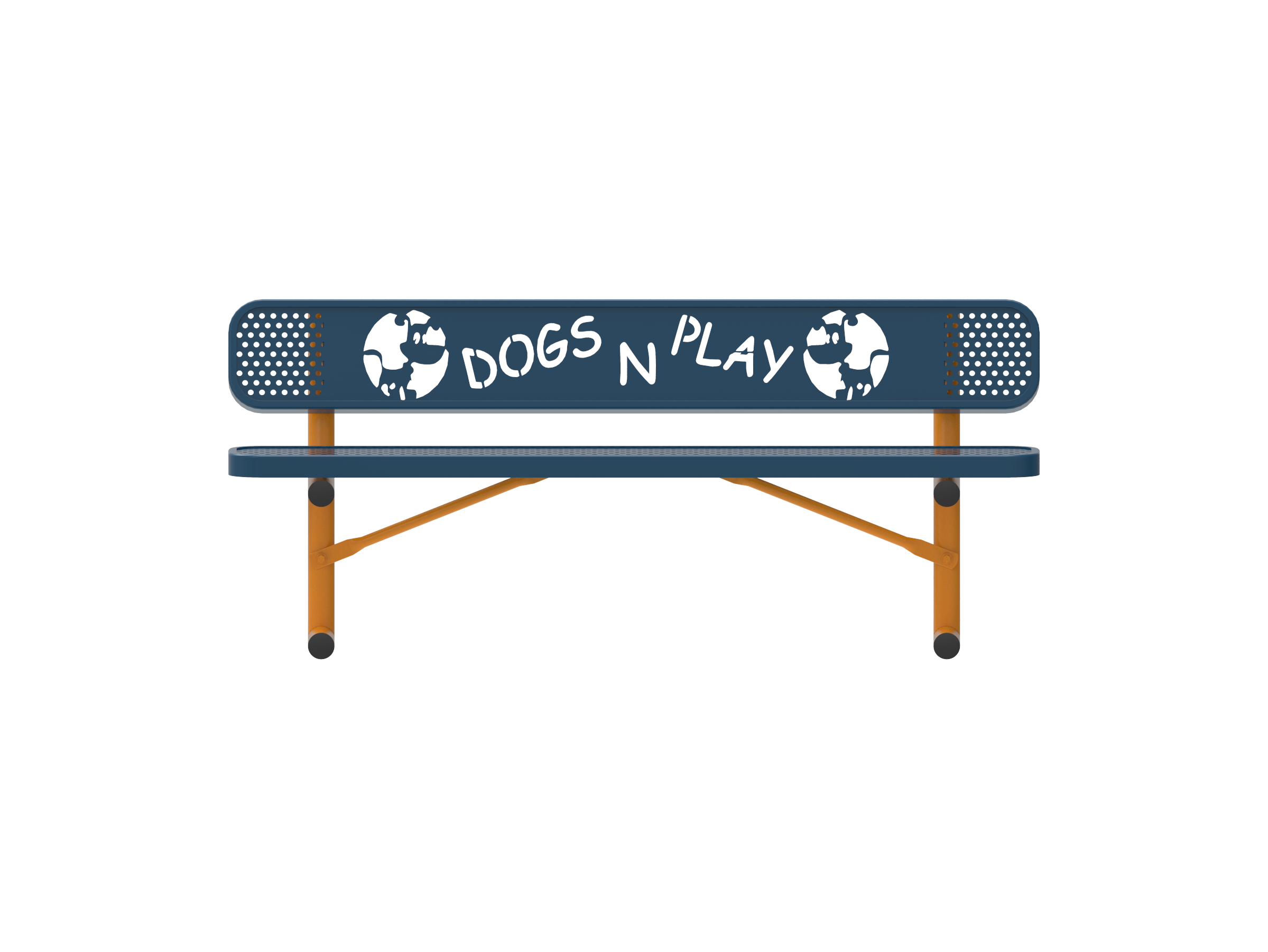 MyTCoat Dog Themed Bench, Punched Steel, Portable SKU DOG11-D-18-000