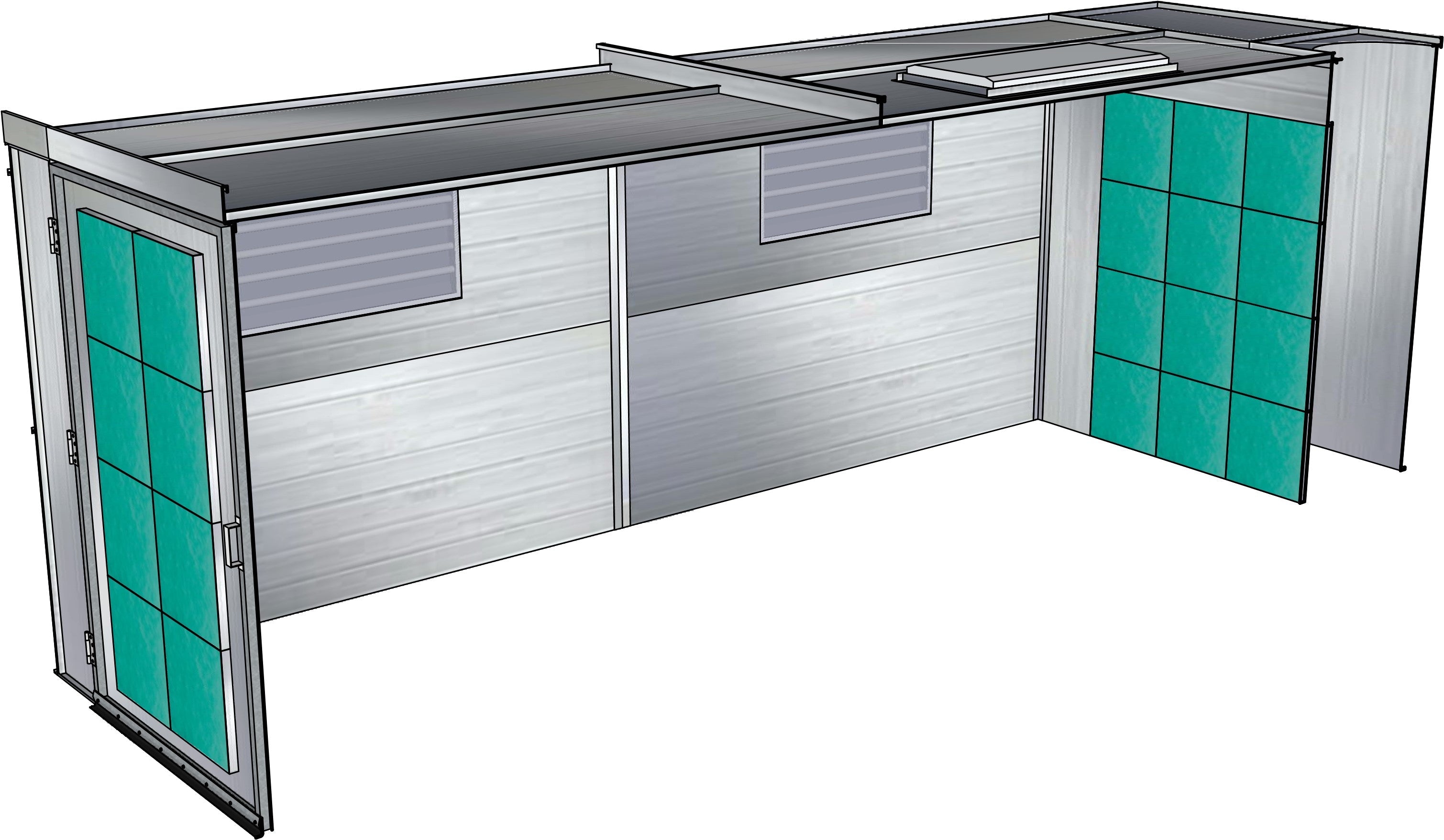 Merchant 1 Manufacturing Cross Flow Flat Top Paint Booth SKU PBCF13823FT