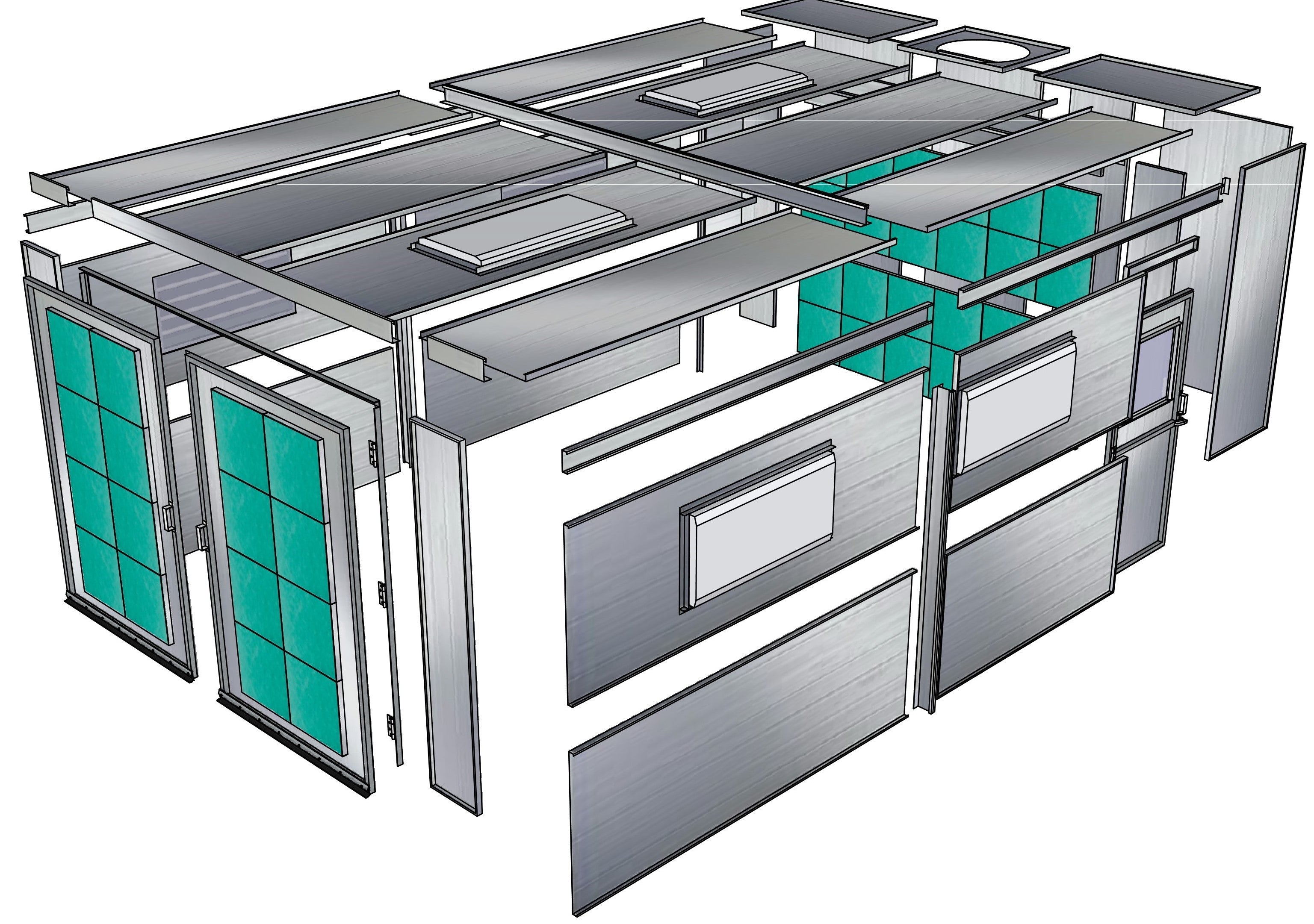 Merchant 1 Manufacturing Cross Flow Flat Top Paint Booth SKU PBCF13823FT