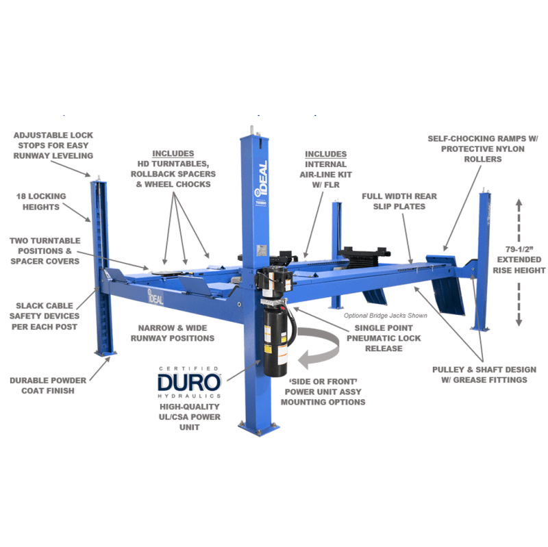 iDEAL, 14,000 lb, 4 Post Alignment Lift SKU FP14KAC-X