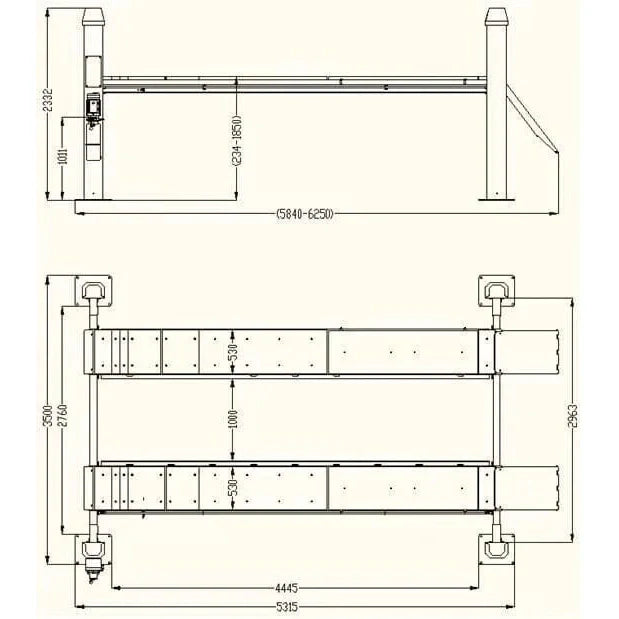 Katool 15,000lbs 4 Post Alignment Lift With Rolling Jack SKU KT-4H150