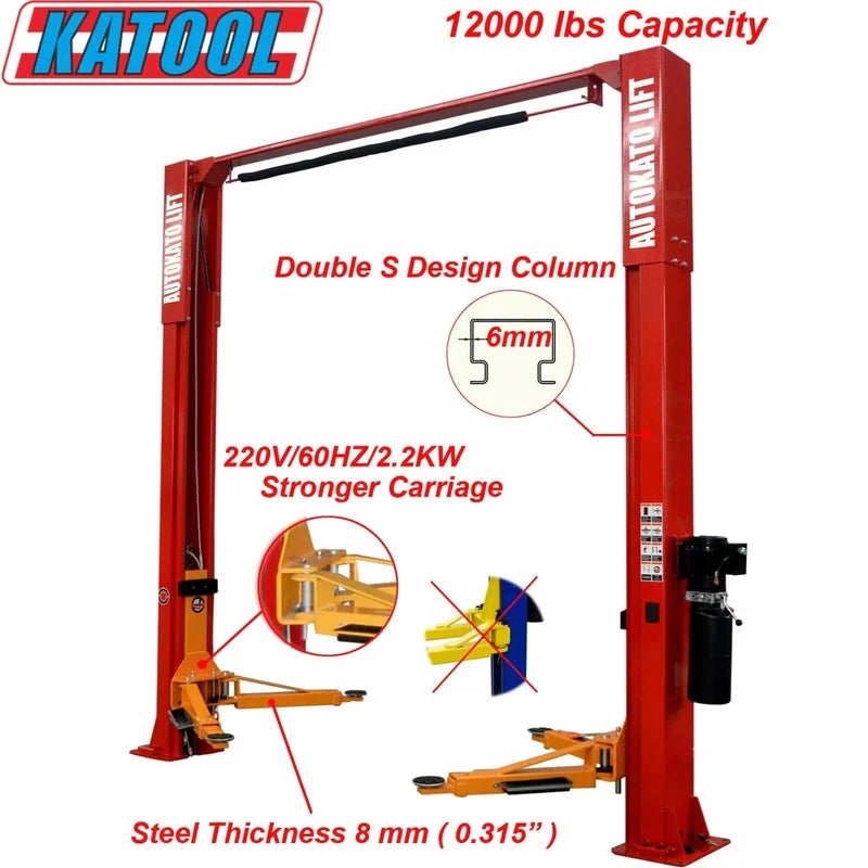 Katool Two Post Clear-floor Vehicle Lift 12,000lbs SKU KT-M120