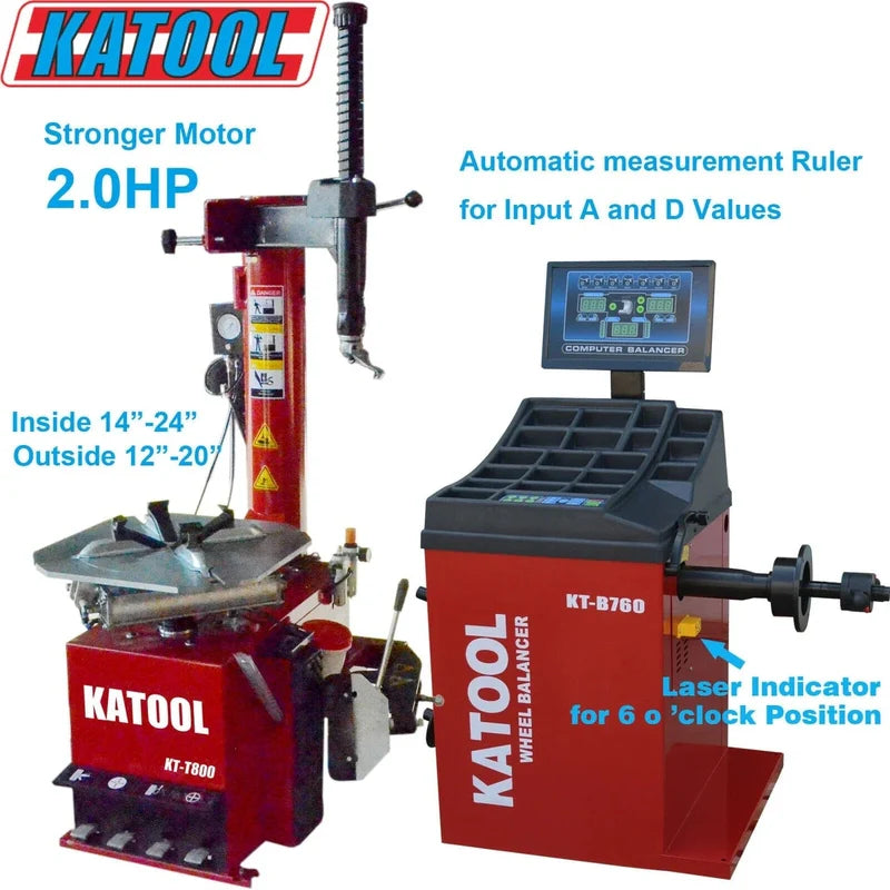 Katool Tire Changer & Wheel Balancer Combo SKU KT-T800 + KT-B760