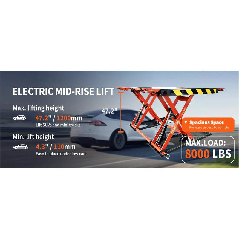 Katool 8,000 lbs Electric Mid Rise Scissor Lift SKU KT-X90E