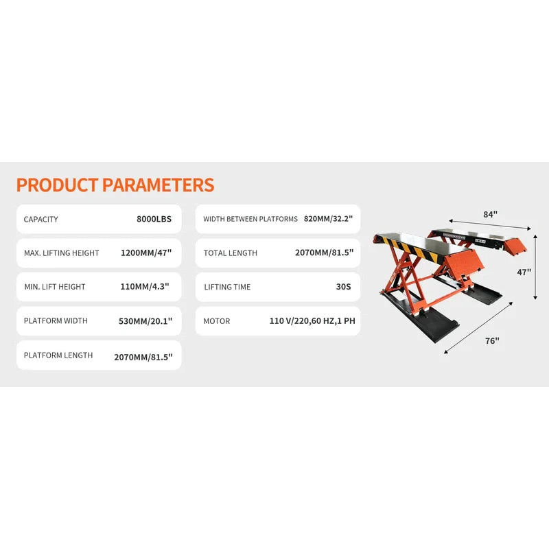 Katool 8,000 lbs Electric Mid Rise Scissor Lift SKU KT-X90E