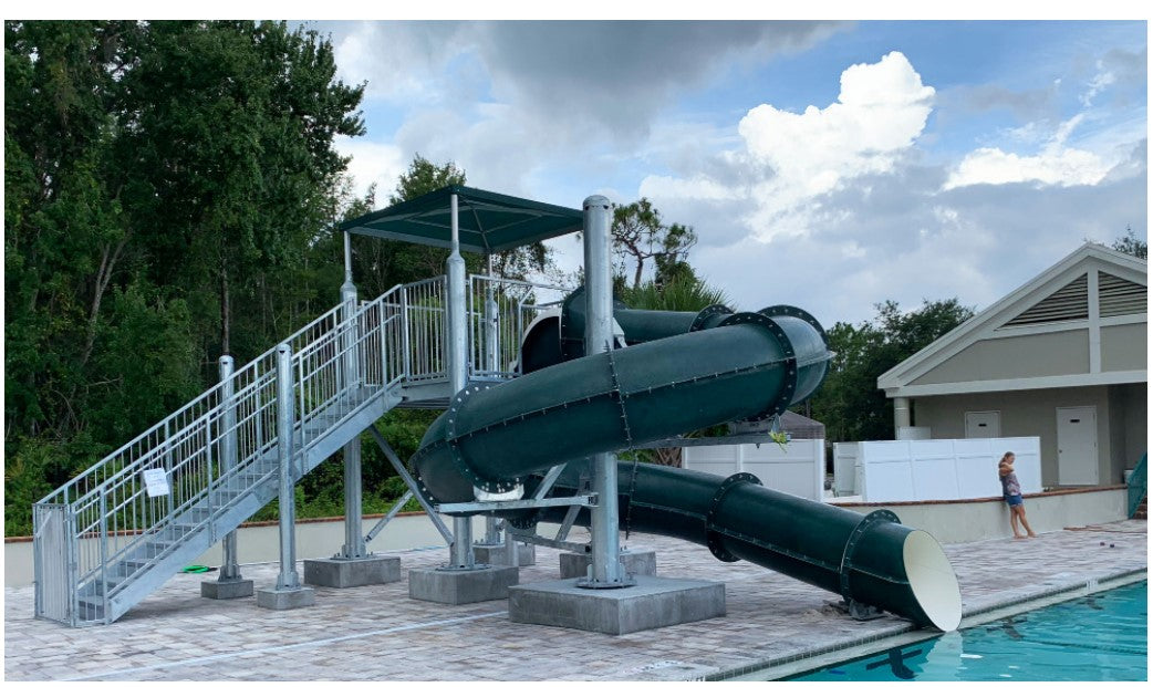 Spectrum Aquatics SlideWorx Single 360 Closed Flume Poolside Water Slide SKU 233401