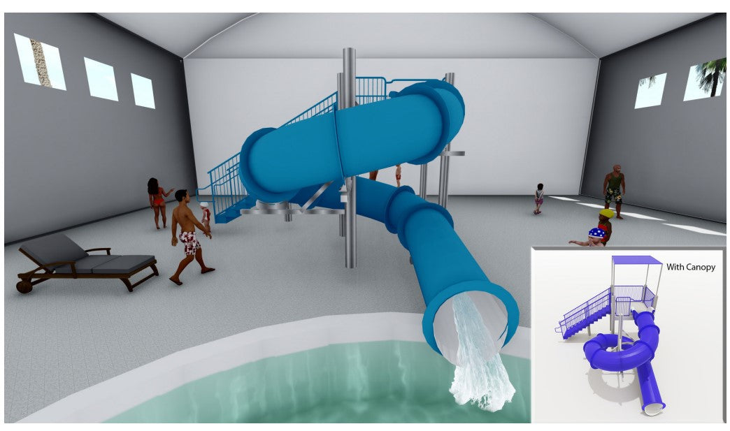 Spectrum Aquatics SlideWorx Single 360 Closed Flume Poolside Water Slide SKU 233401
