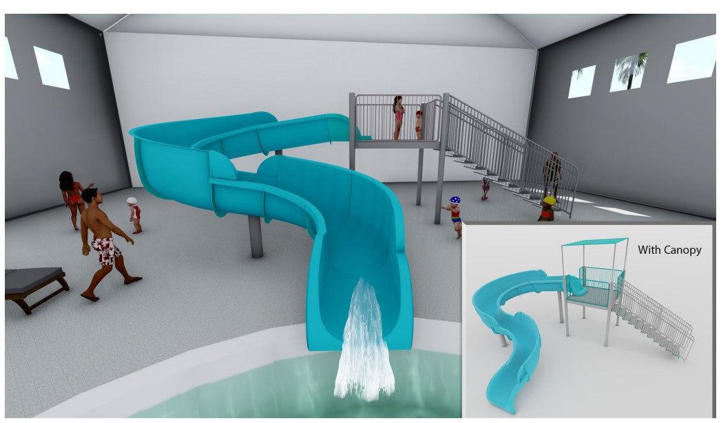Spectrum Aquatics SlideWorx Single 90 Open Flume Poolside Slide SKU 233404
