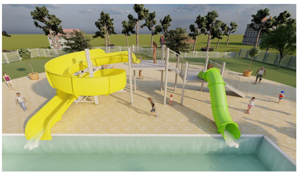 Spectrum Aquatics SlideWorx Double Flume 450 Open STR Closed Pool Slides SKU 233405