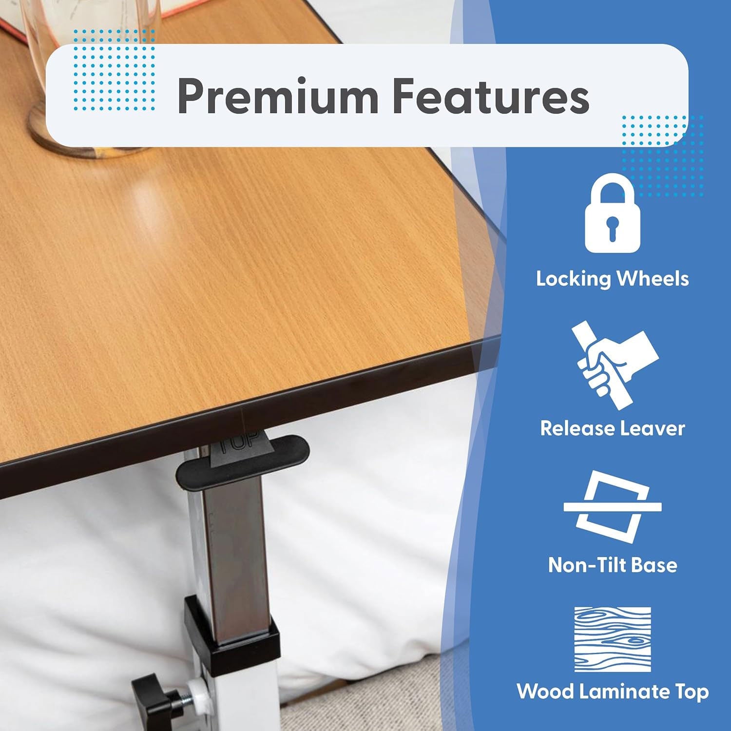 Journey Health & Lifestyle Adjustable Height Overbed Table SKU 08571
