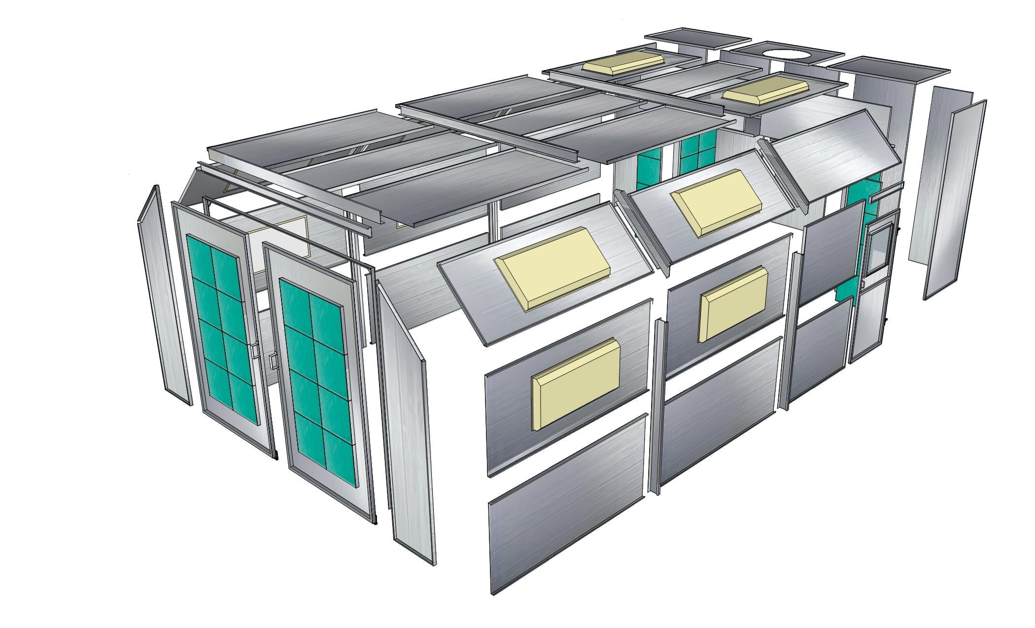 Merchant 1 Manufacturing Cross Flow Paint Booth with Bridge Exhaust SKU PBCF14927H