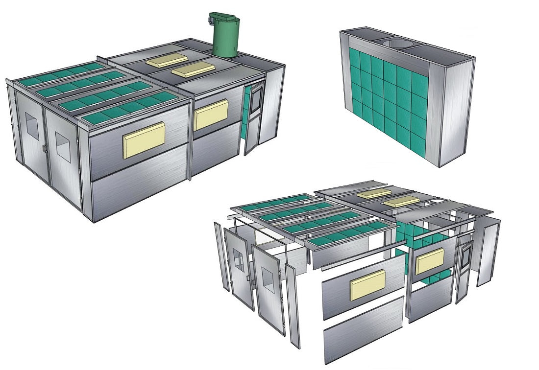 Merchant 1 Manufacturing Semi Down Paint Booth SKU PBSD13823FT