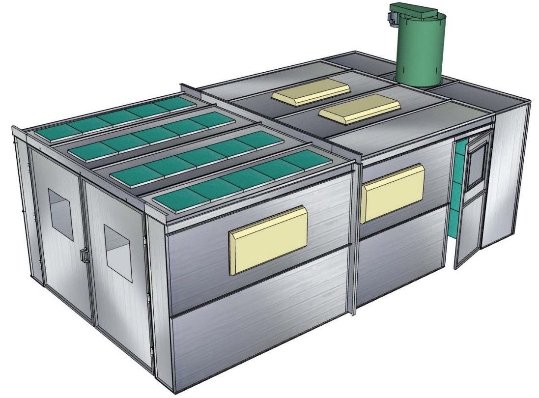 Merchant 1 Manufacturing Semi Down Paint Booth SKU PBSD13823FT