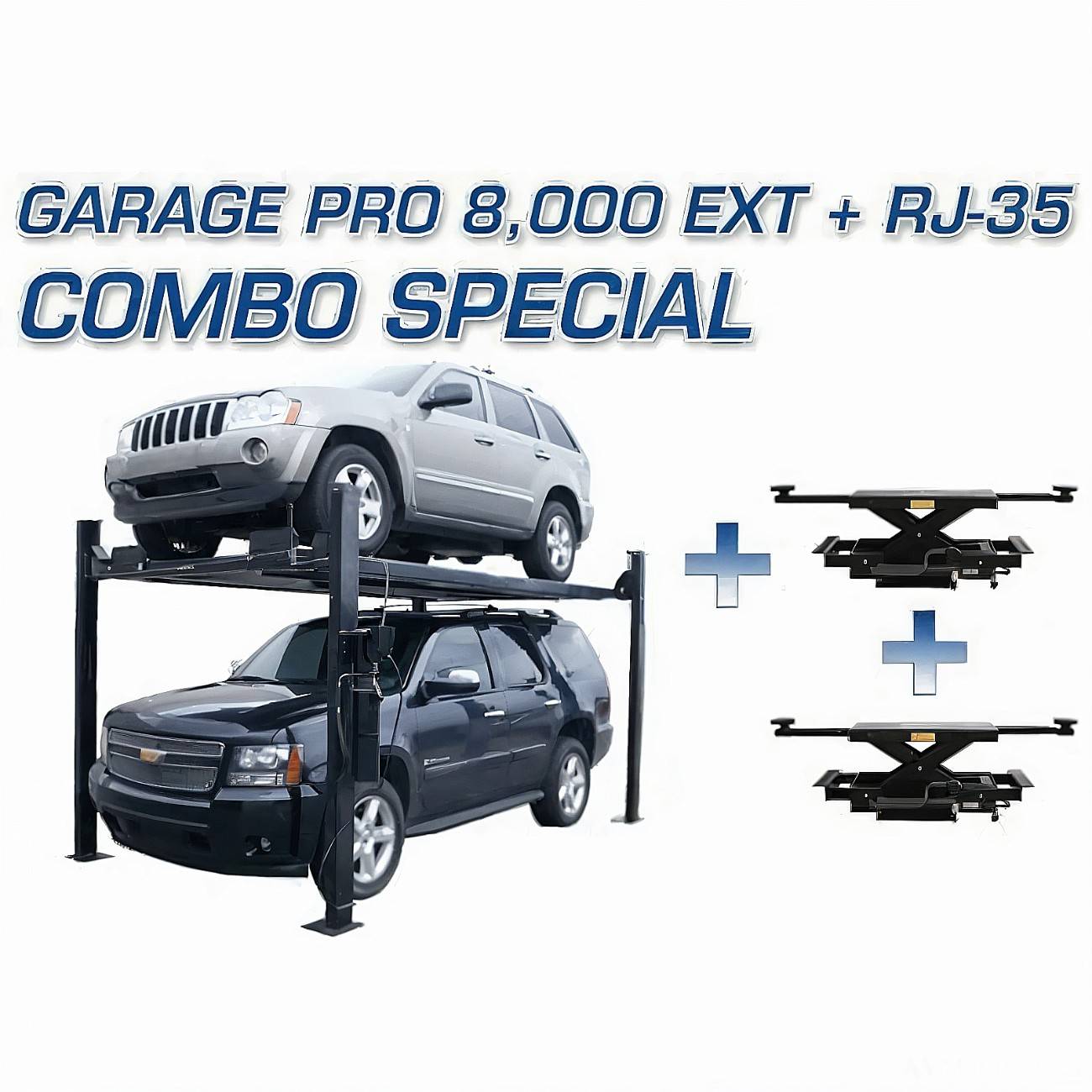 Atlas PRO8000EXT-L 4 Post Lift, 2 x RJ35 Sliding Jacks Combo SKU ATEXH-PRO8EXTL-COMBO