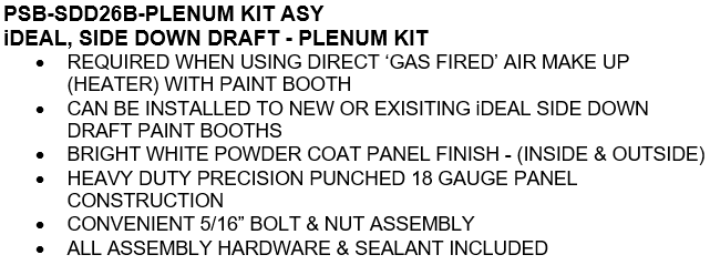 iDEAL Canopy Plenum Kit for Side Down Paint Booth SKU PSB-SDD26B-PLENUM
