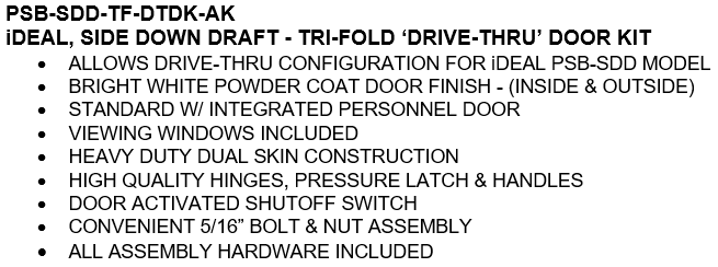 iDEAL Side Down Paint Booth Drive Thru Doors Kit SKU PSB-SDD-TF-DTDK-AK