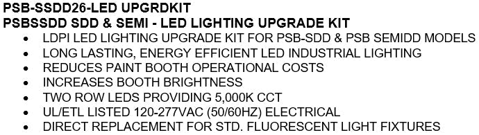 iDEAL Lighting Upgrade Kit For iDEAL Semi Down and Side Down Paint Booth SKU PSB-SSDD26-LED UPGRDKIT