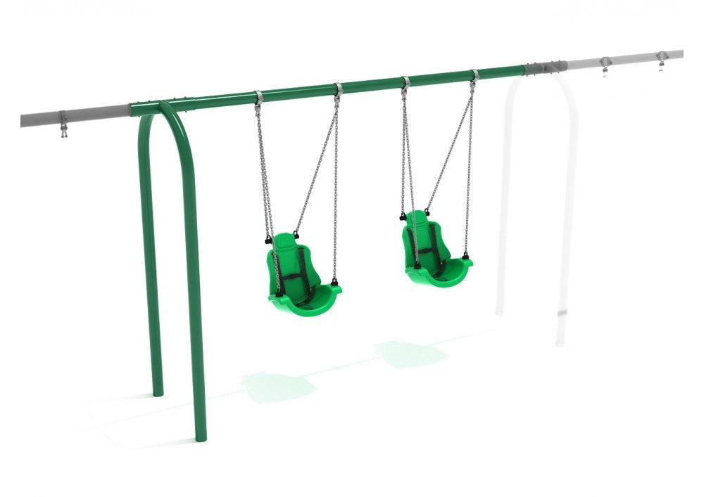 Playground Equipment 8 Feet High Elite Arch Post Swing w/ Child Adaptive Seats SKU PSWCA001ADWS