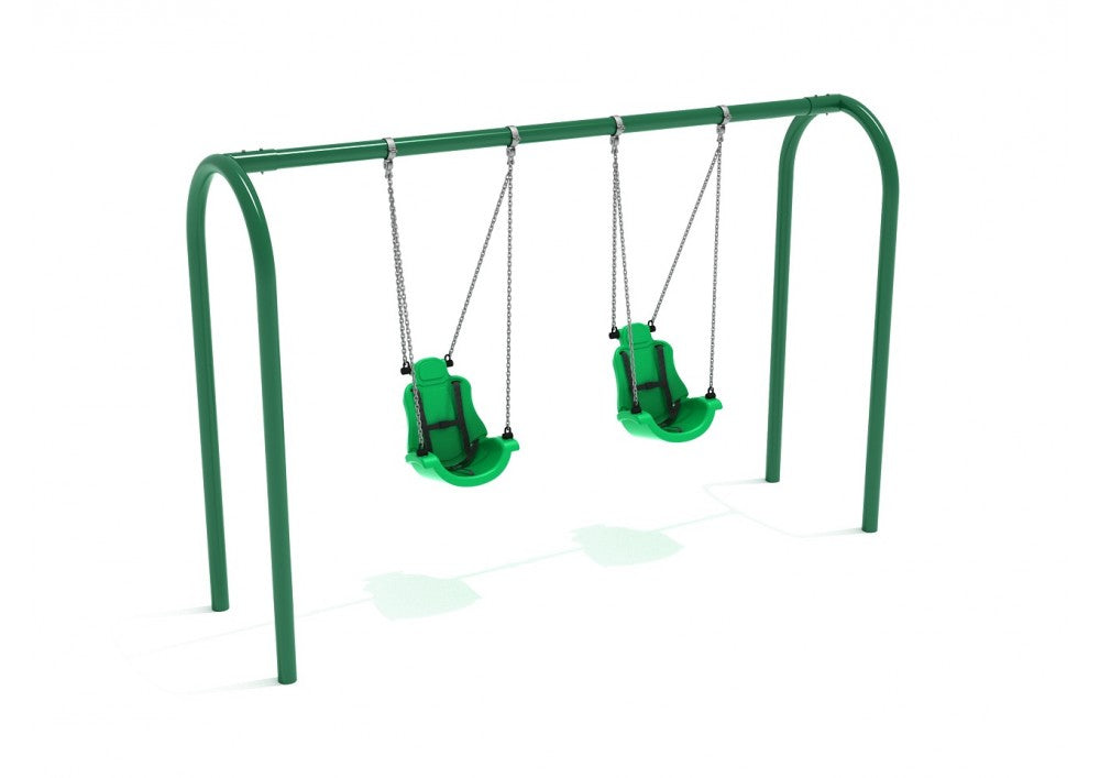 Playground Equipment 8 Feet High Elite Arch Post Swing w/ Child Adaptive Seats SKU PSWCA001WS