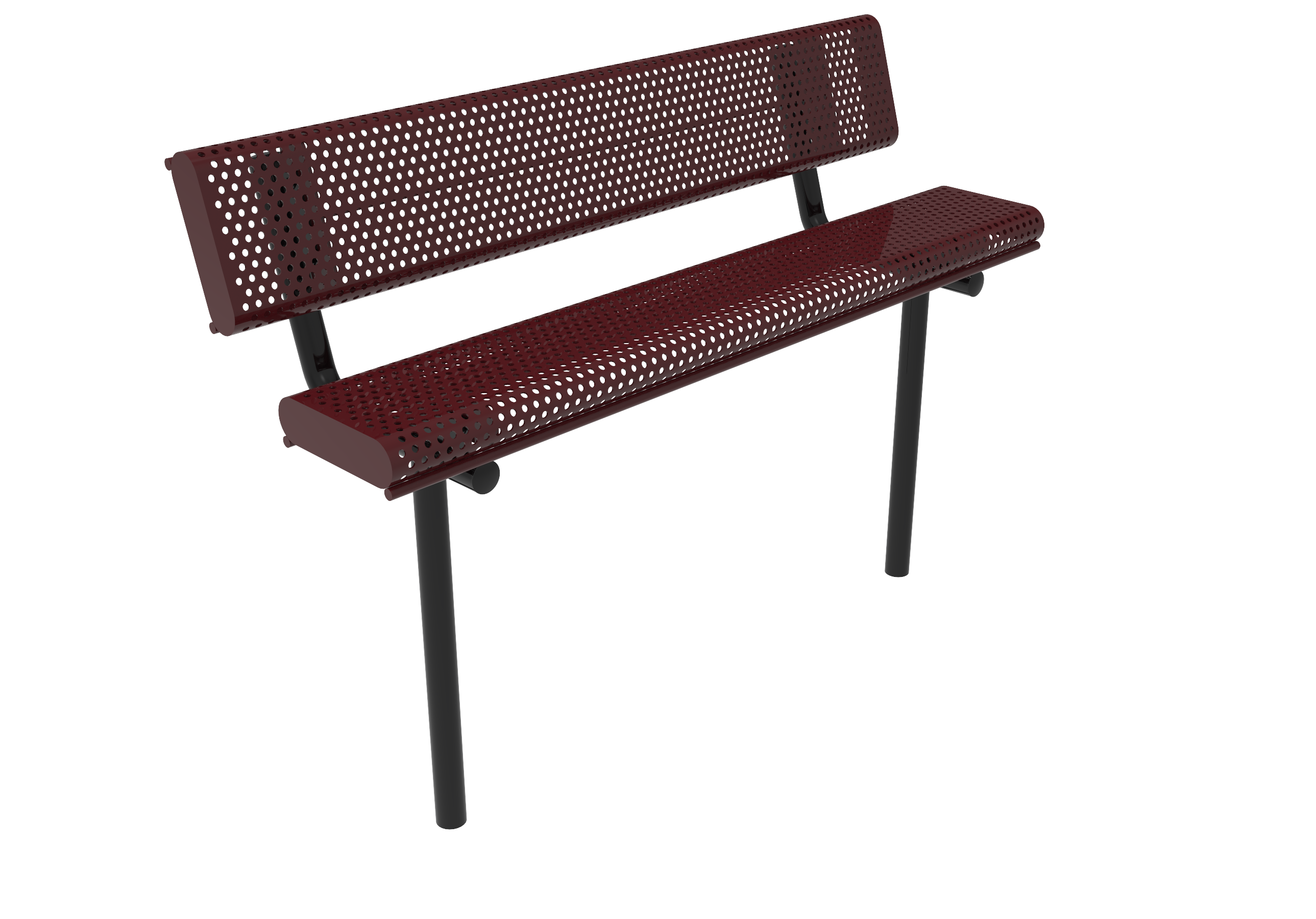 MyTCoat 4' - 6' Bench w/ Back, Rolled Edges, Punched Steel, Inground Mount SKU BRE04