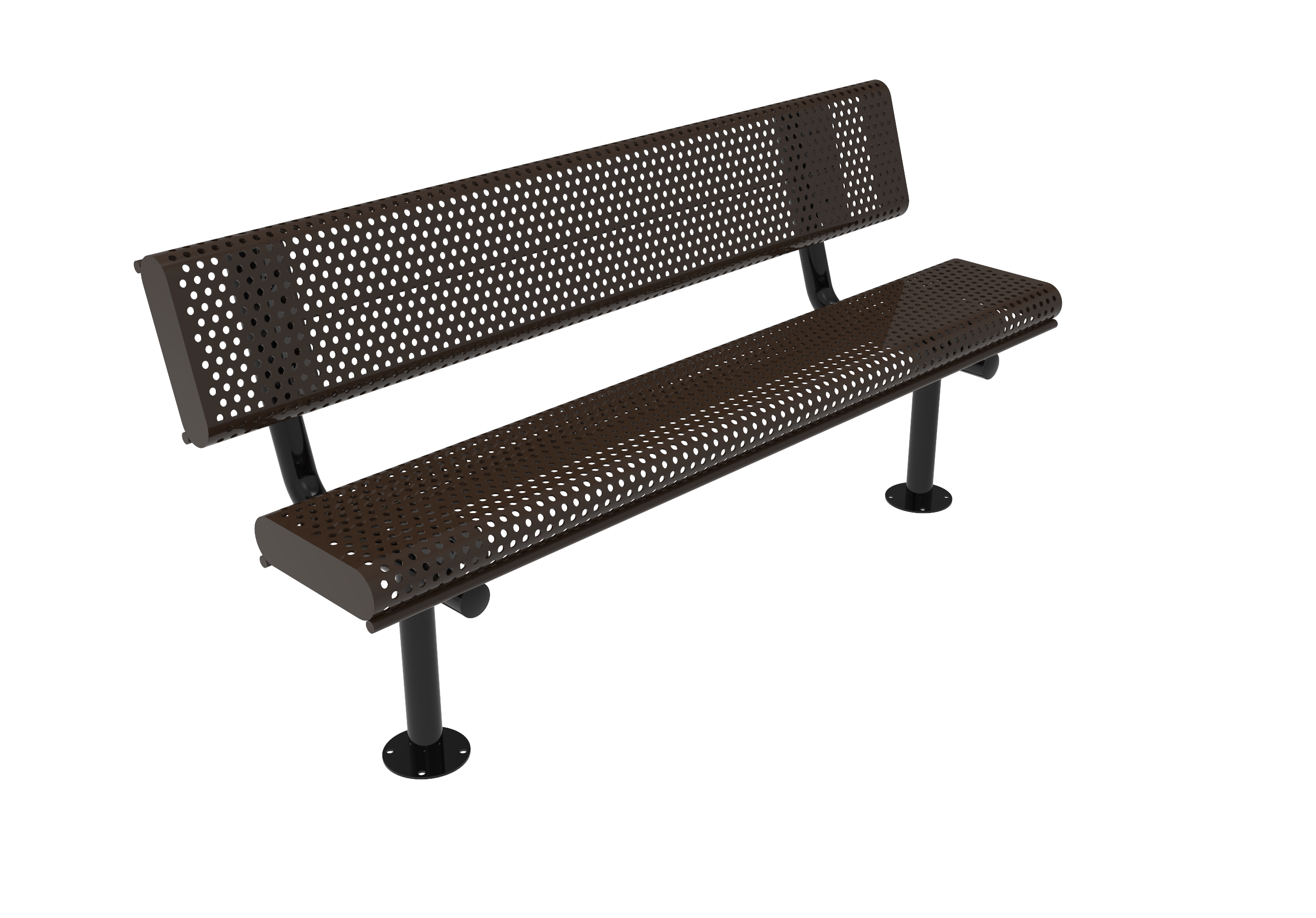MyTCoat 4' - 6' Bench w/ Back, Rolled Edges, Punched Steel, Surface Mount SKU BRE04