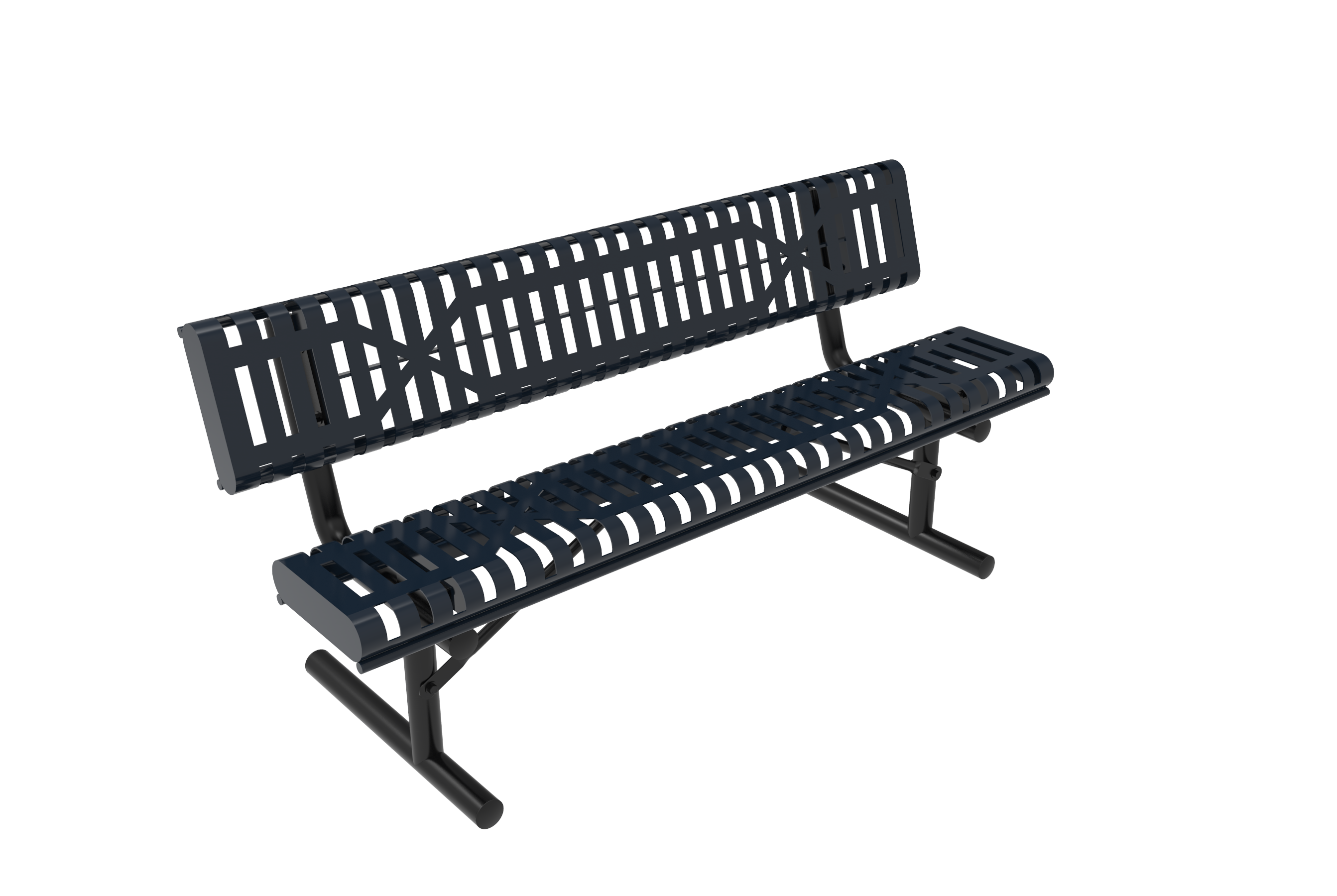 MyTCoat 4' - 6' Bench w/ Back, Rolled Edges, Slatted Steel, Portable SKU BRE04