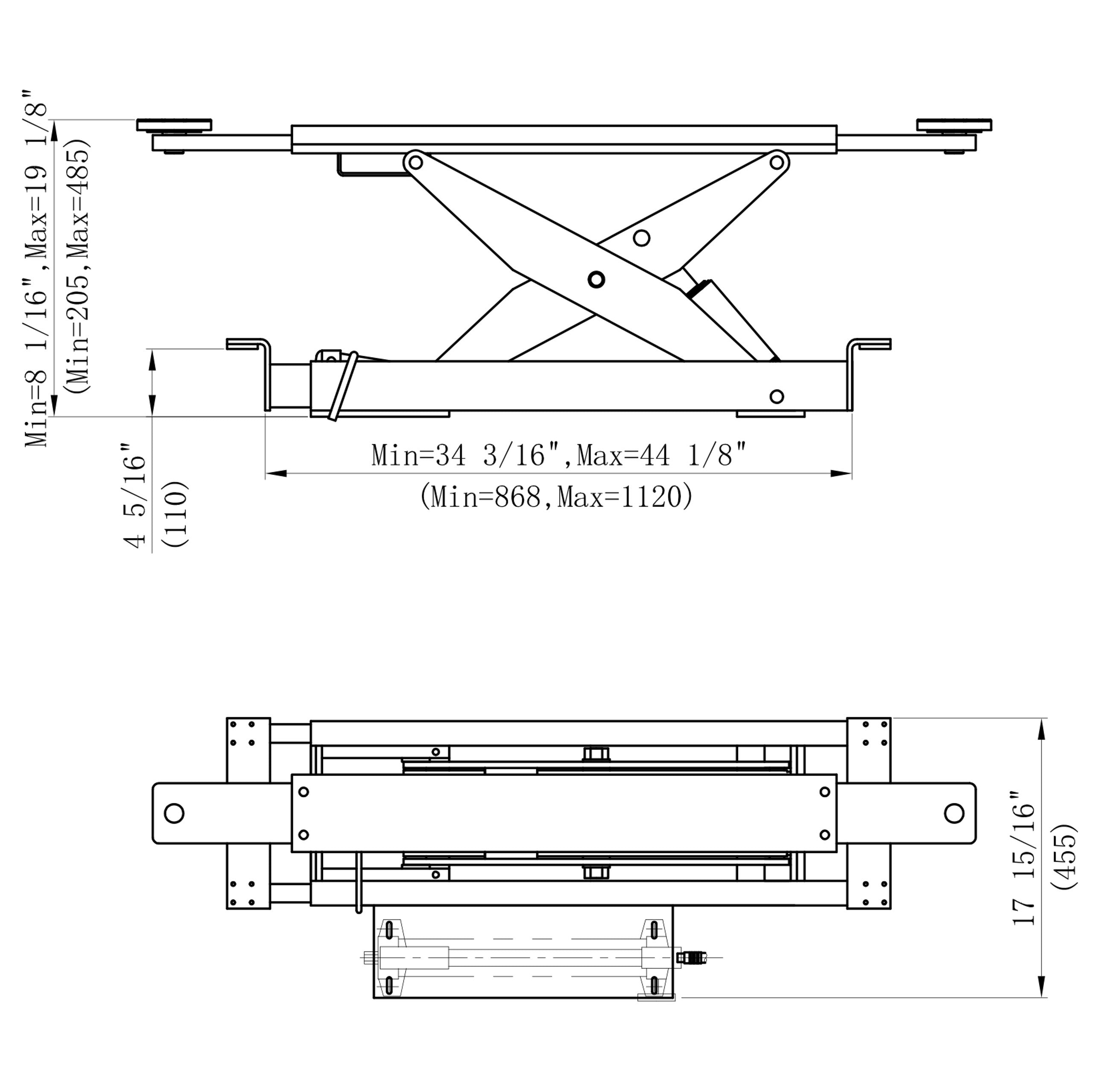Stratus Sliding Bridge Jack, 5000lbs, Hand Pump, Adjustable Mounting SKU SAE-BJ5S