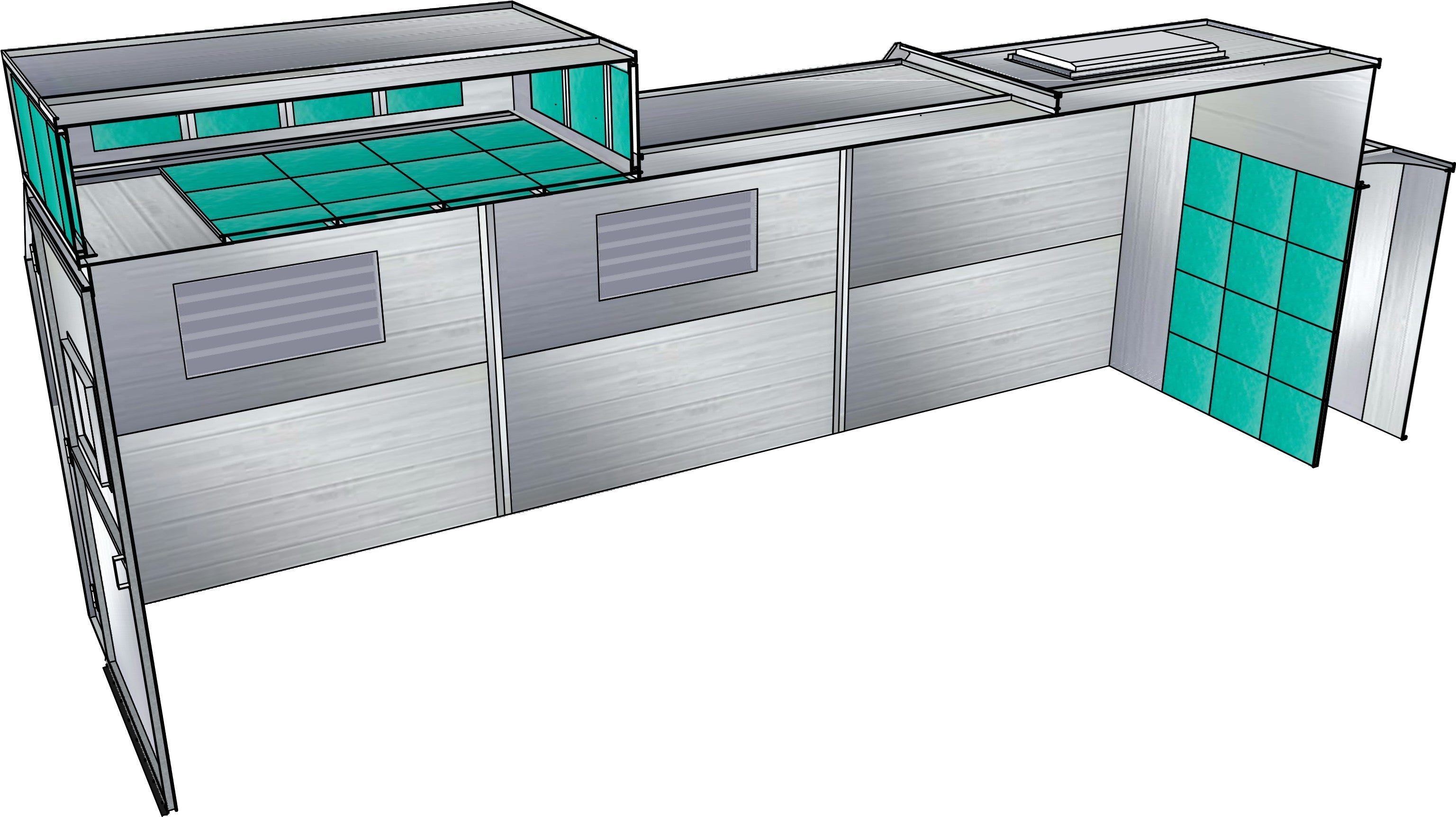 Merchant 1 Manufacturing Semi Down Paint Booth w/ Air Intake Box SKU PBSD141129B