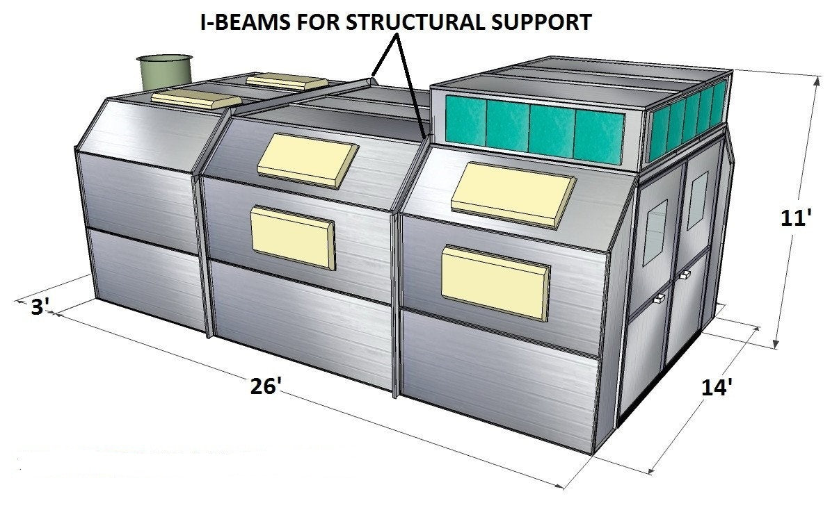 Merchant 1 Manufacturing Semi Down Paint Booth w/ Air Intake Box SKU PBSD141129B