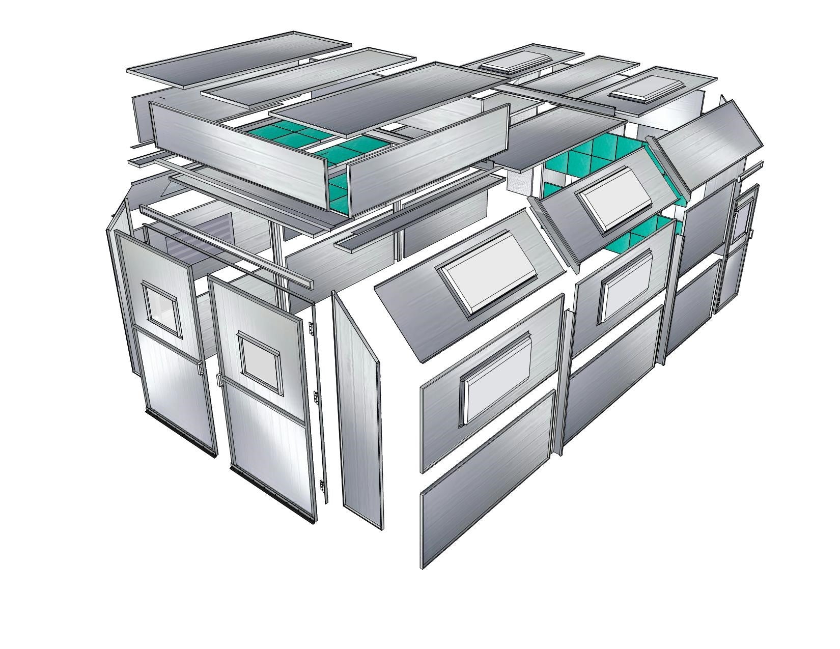 Merchant 1 Manufacturing Semi-Down Booth, AMU Heating Unit Combination Paint Booth SKU PBSD141127-H
