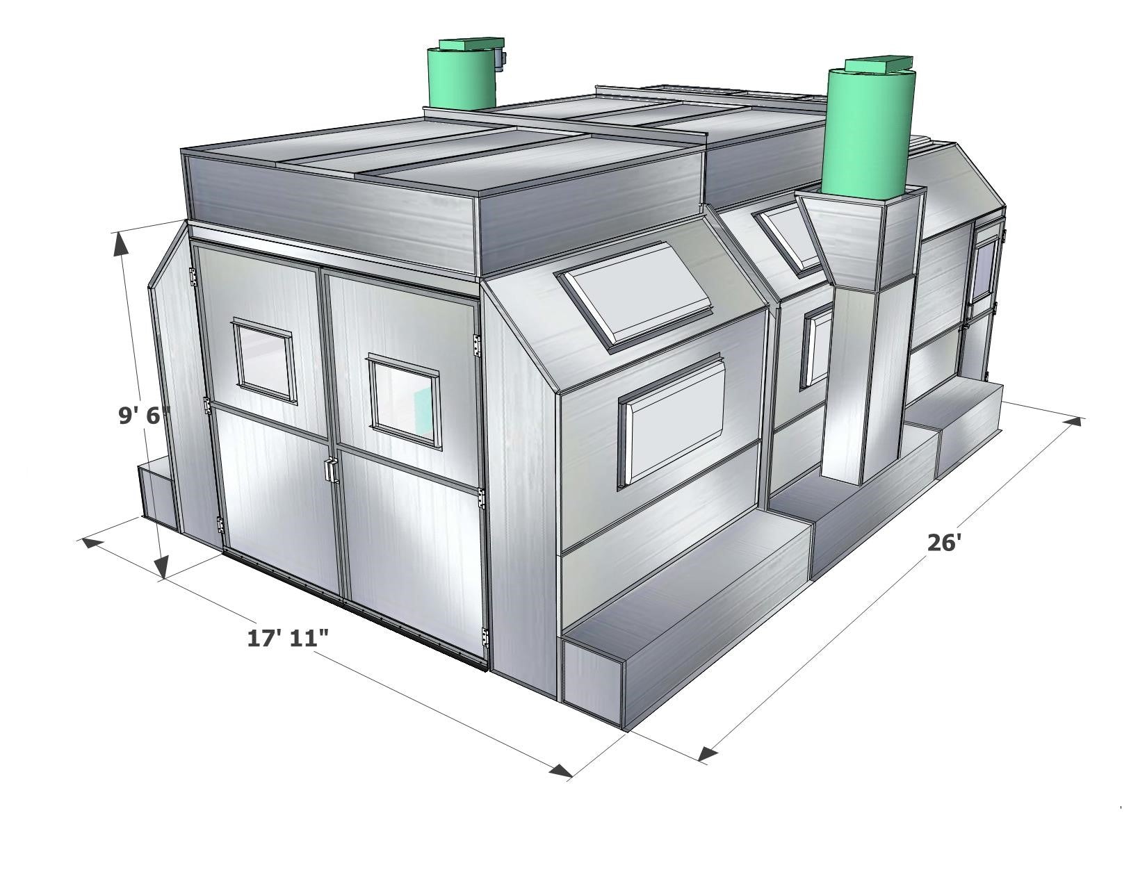 Merchant 1 Manufacturing Side Down Draft Paint Booth Air Intake Box SKU PBSDD181126B