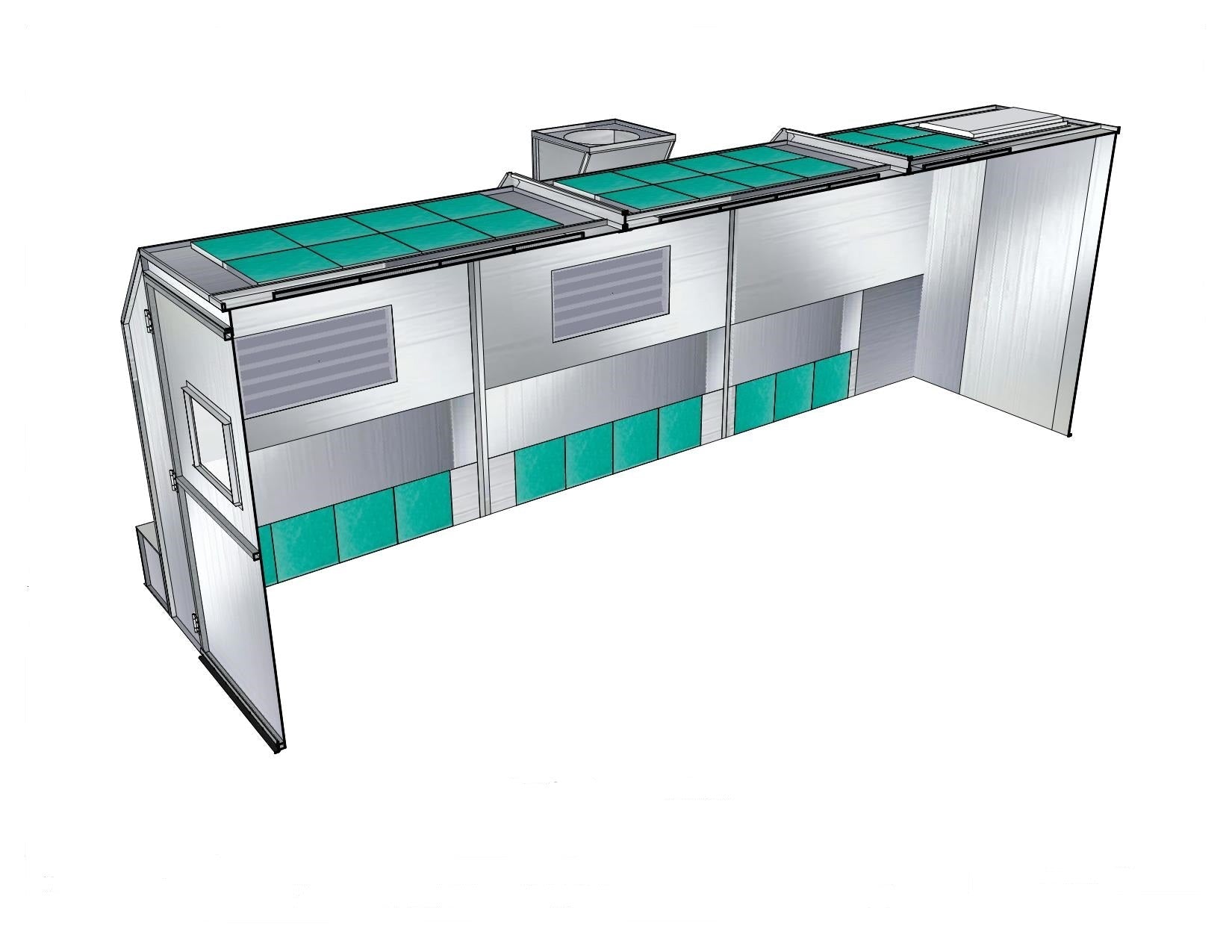 Merchant 1 Manufacturing Side Down Draft Paint Booth SKU PBSDD18926FT