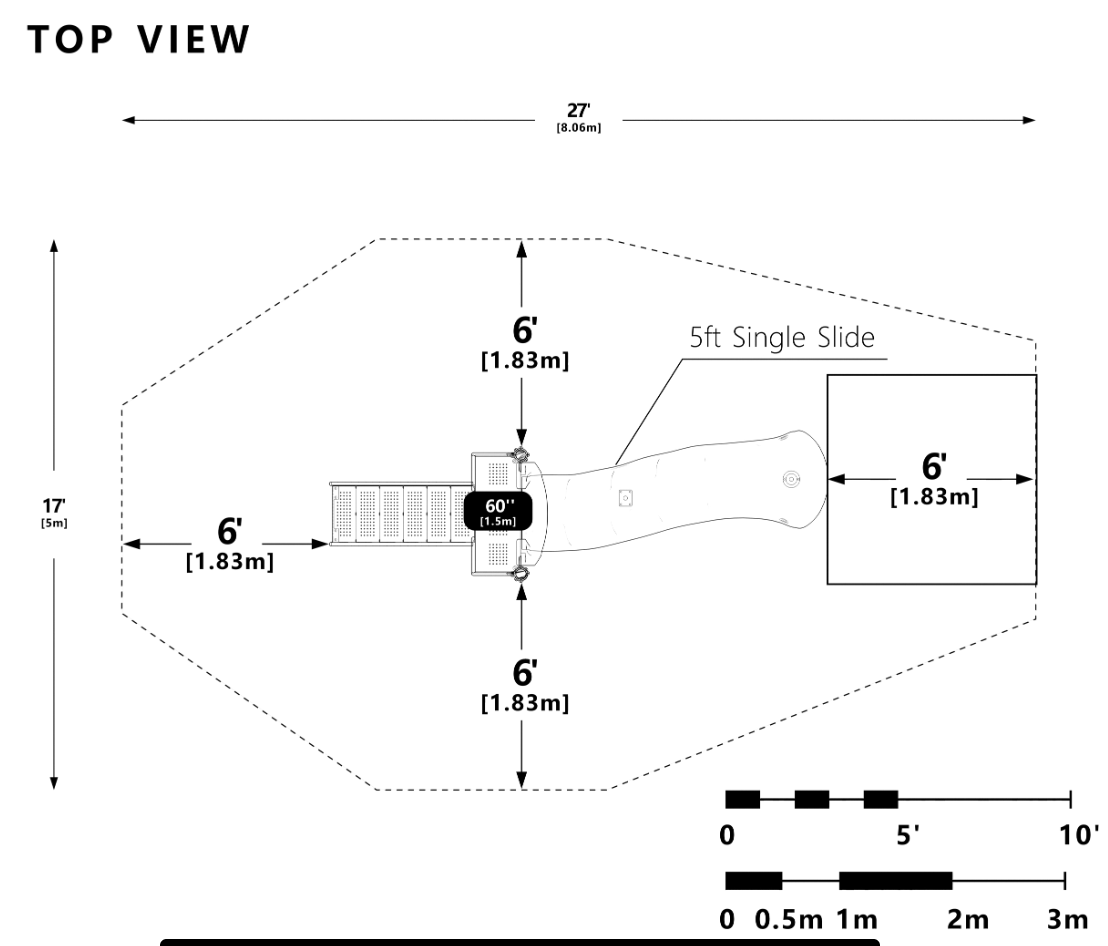 Wisdom 5 Foot Freestanding Single Slide SKU QSFS-SL6001WC