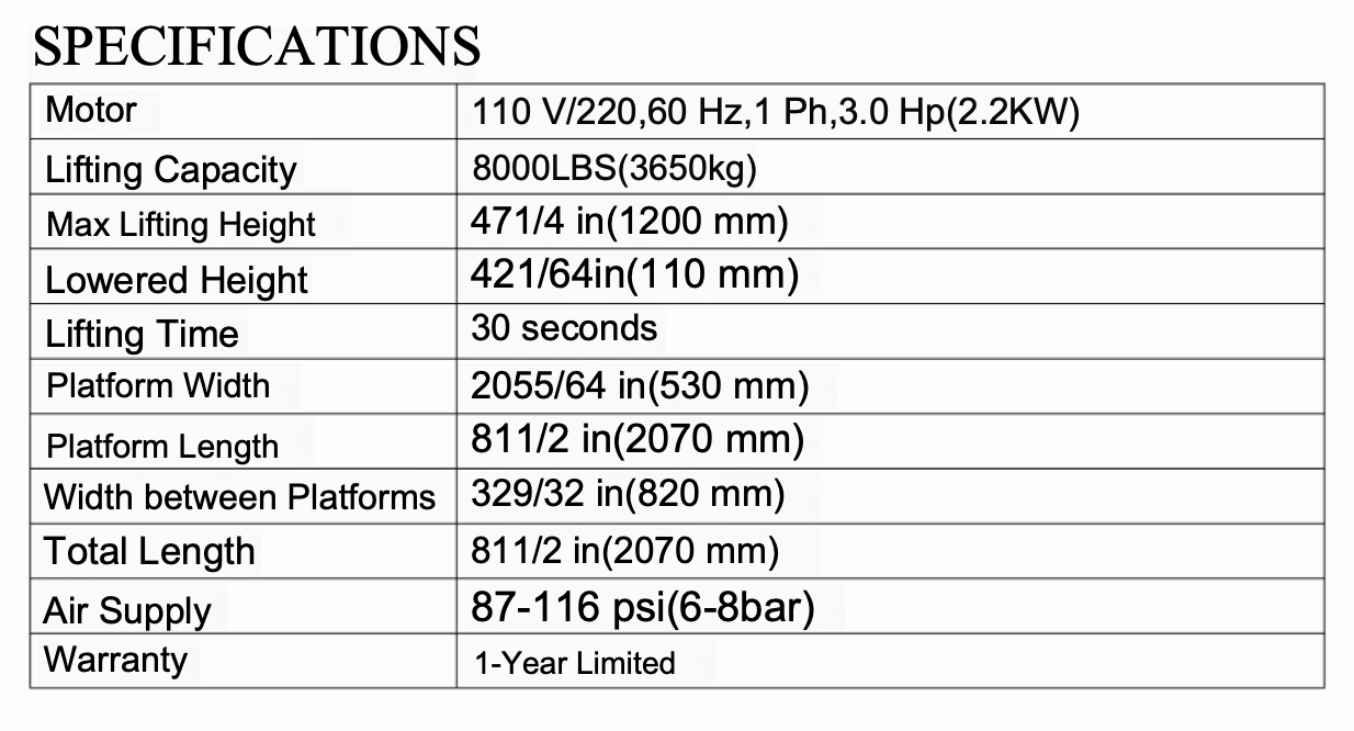 Katool 8,000 lbs Electric Mid Rise Scissor Lift SKU KT-X90E