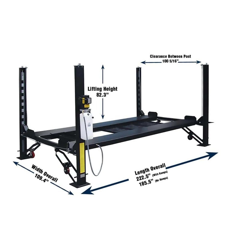 Tuxedo 8,000 lb Deluxe Storage Lift Extended, Poly Casters, Drip Trays, Jack Tray SKU FP8K-DX-XLT