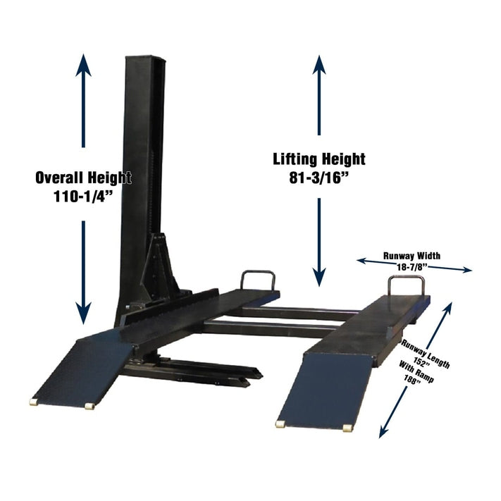 Tuxedo 6,000 lb Single Post Storage Lift SKU SP-6K-SS