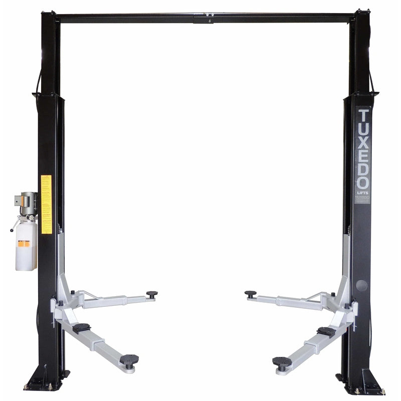 Tuxedo 9,000 lb Two Post Clear Floor, Asymmetric SKU TP9KAC-TUX