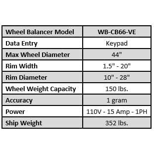 Tuxedo Wheel Balancer SKU WB-CB66-VE